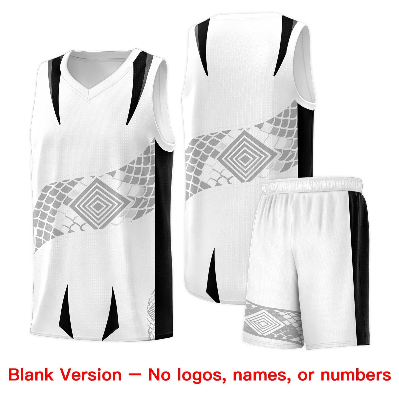 Custom White Black Snake Scale Venomous Fang for Leagues Graffiti Pattern Basketball Suit Jersey