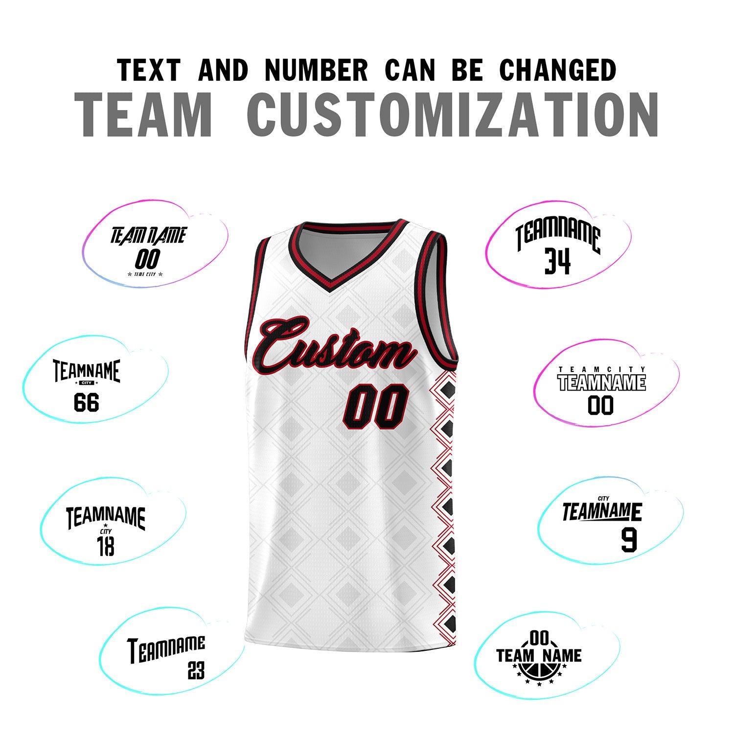 Custom White Side Blocks Sports Uniform Basketball Jersey