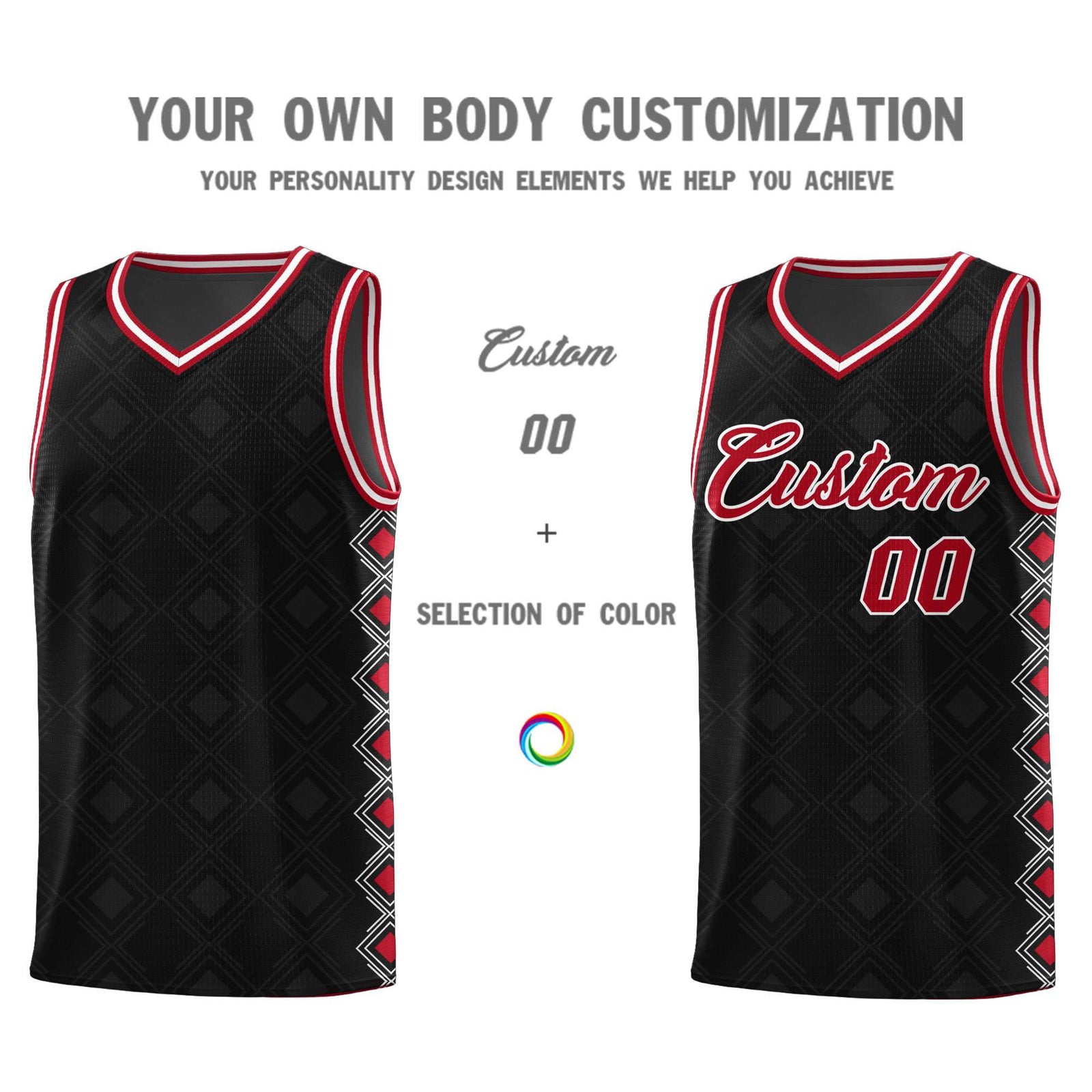 Custom Black Side Blocks Sports Uniform Basketball Jersey