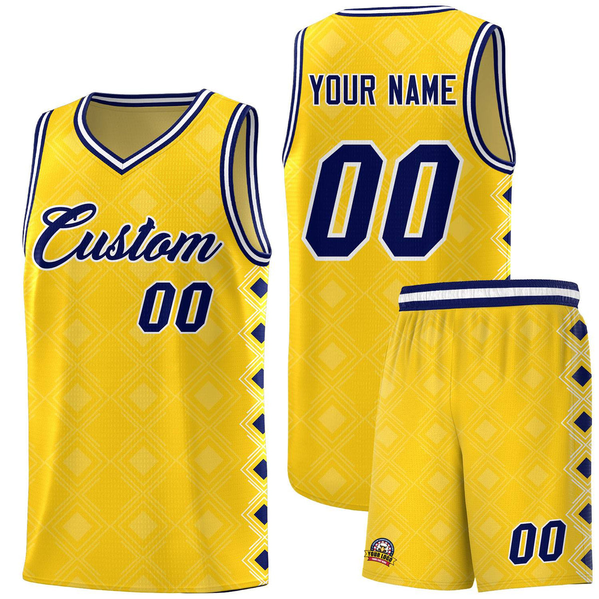 Custom Gold Side Blocks Sports Uniform Basketball Jersey