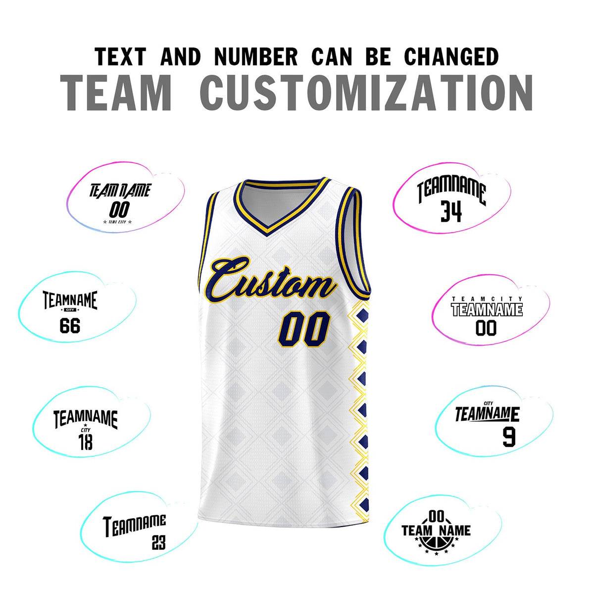 Custom White Side Blocks Sports Uniform Basketball Jersey