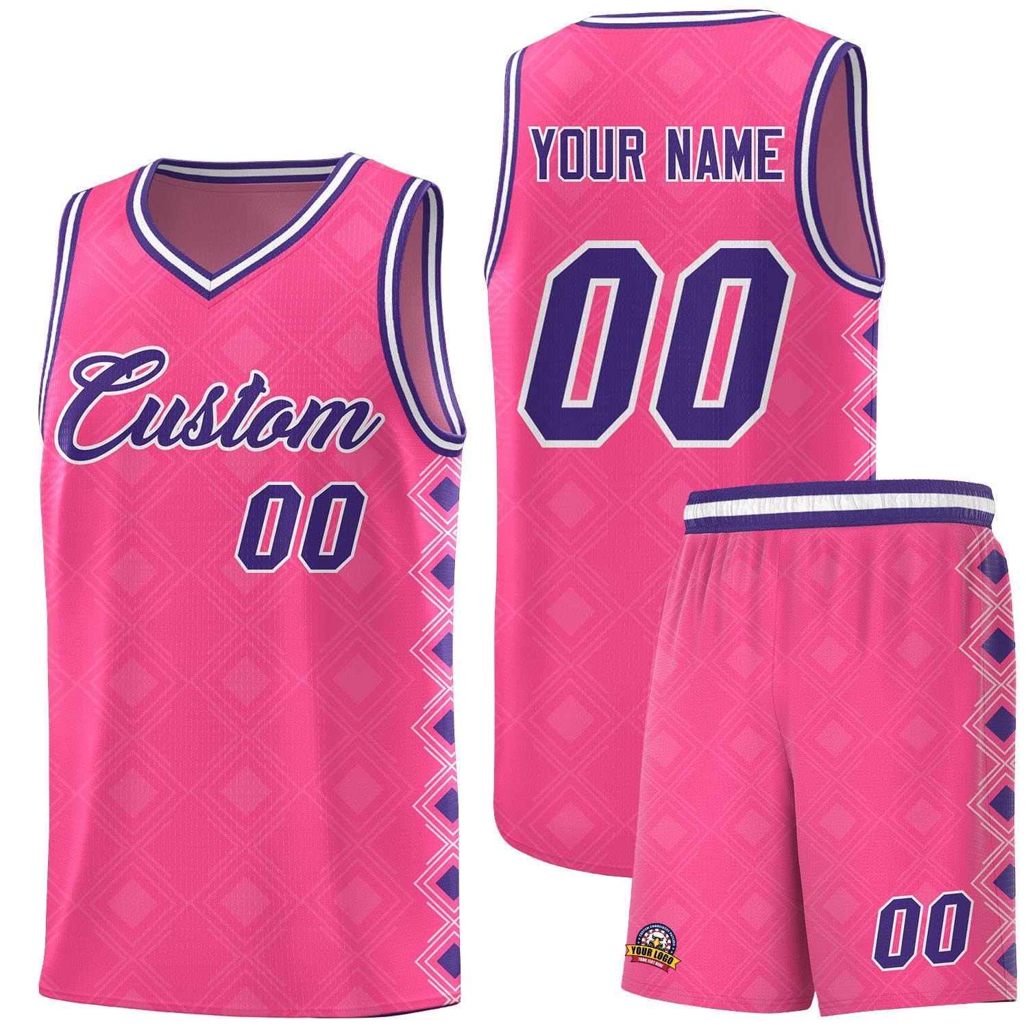 Custom Pink Side Blocks Sports Uniform Basketball Jersey