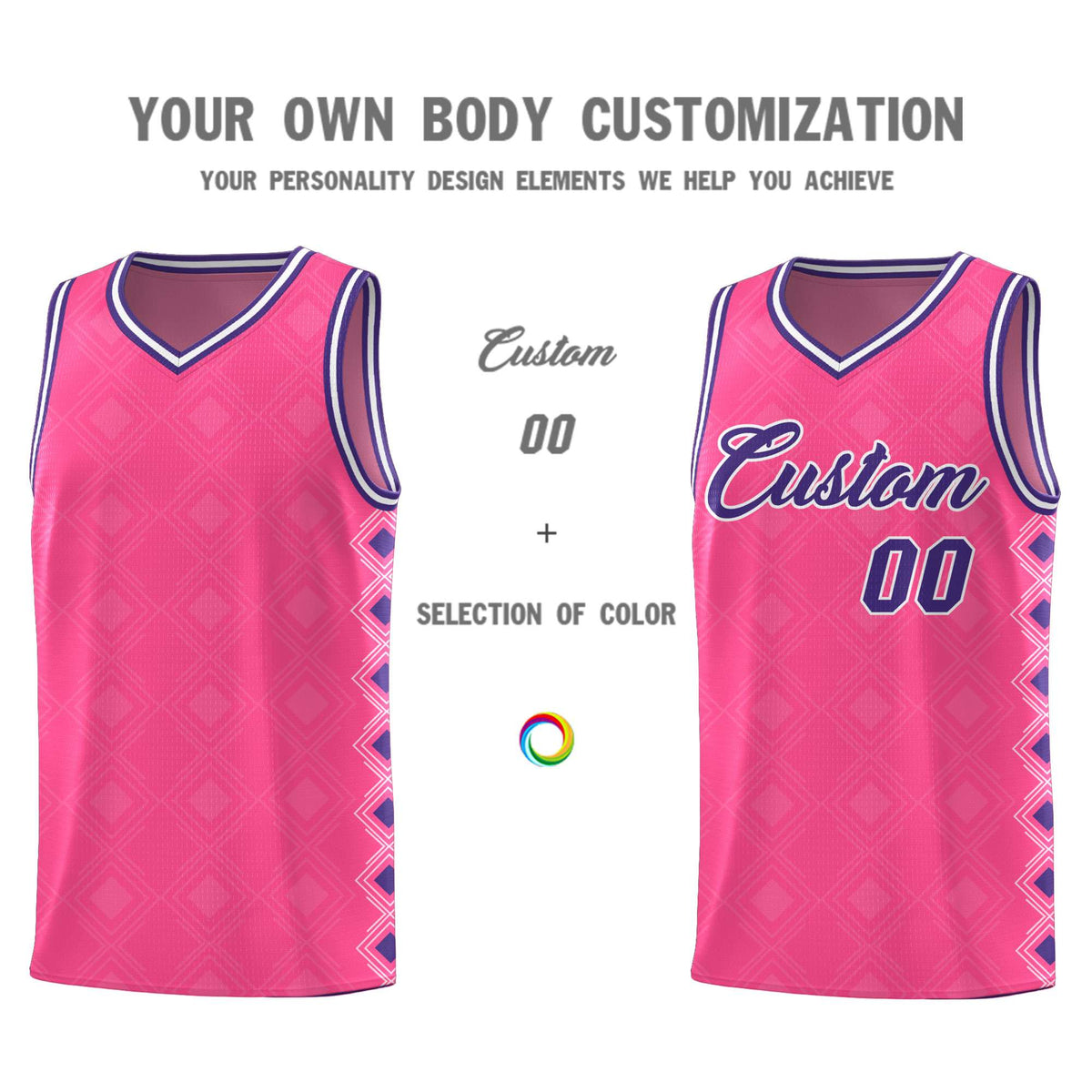 Custom Pink Side Blocks Sports Uniform Basketball Jersey