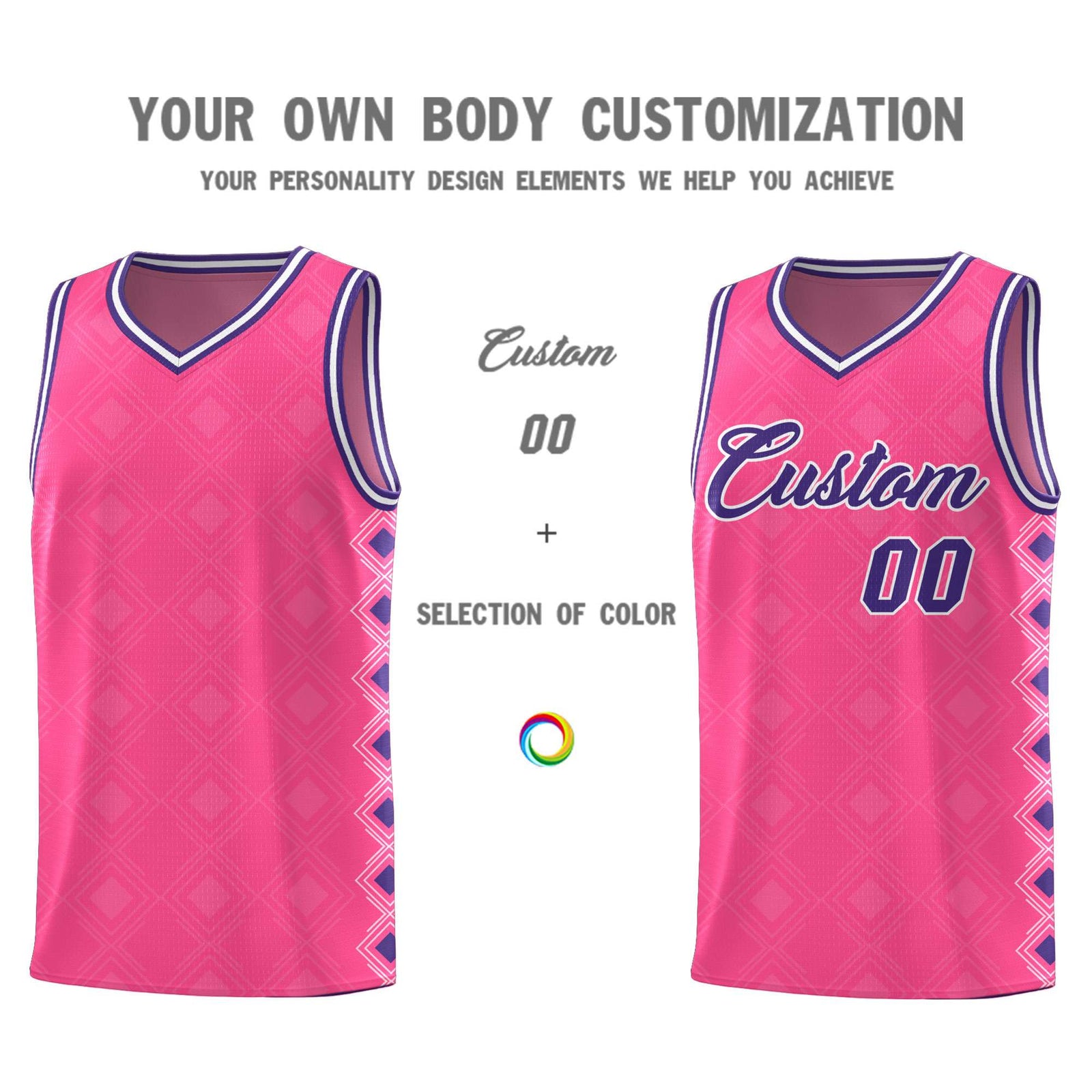 Custom Pink Side Blocks Sports Uniform Basketball Jersey