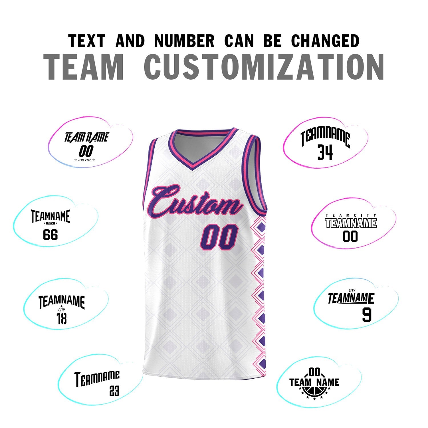 Custom White Side Blocks Sports Uniform Basketball Jersey