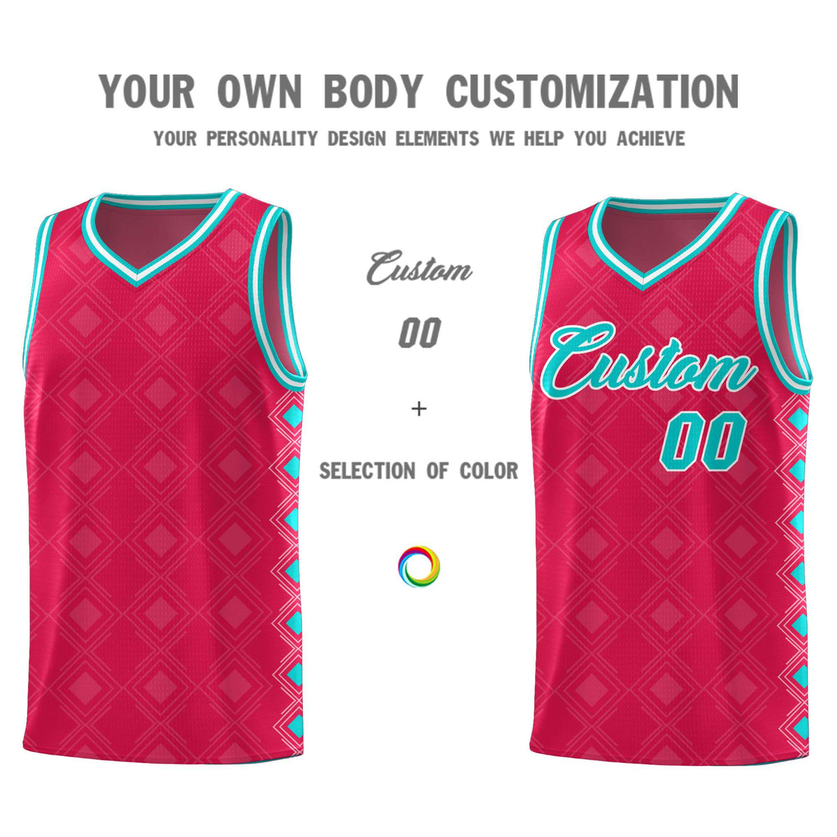 Custom Red Side Blocks Sports Uniform Basketball Jersey