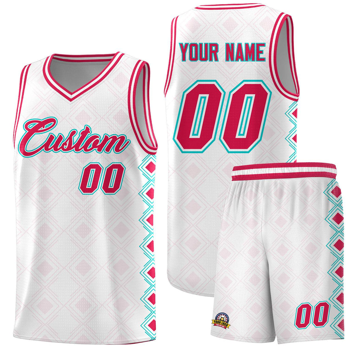 Custom White Side Blocks Sports Uniform Basketball Jersey