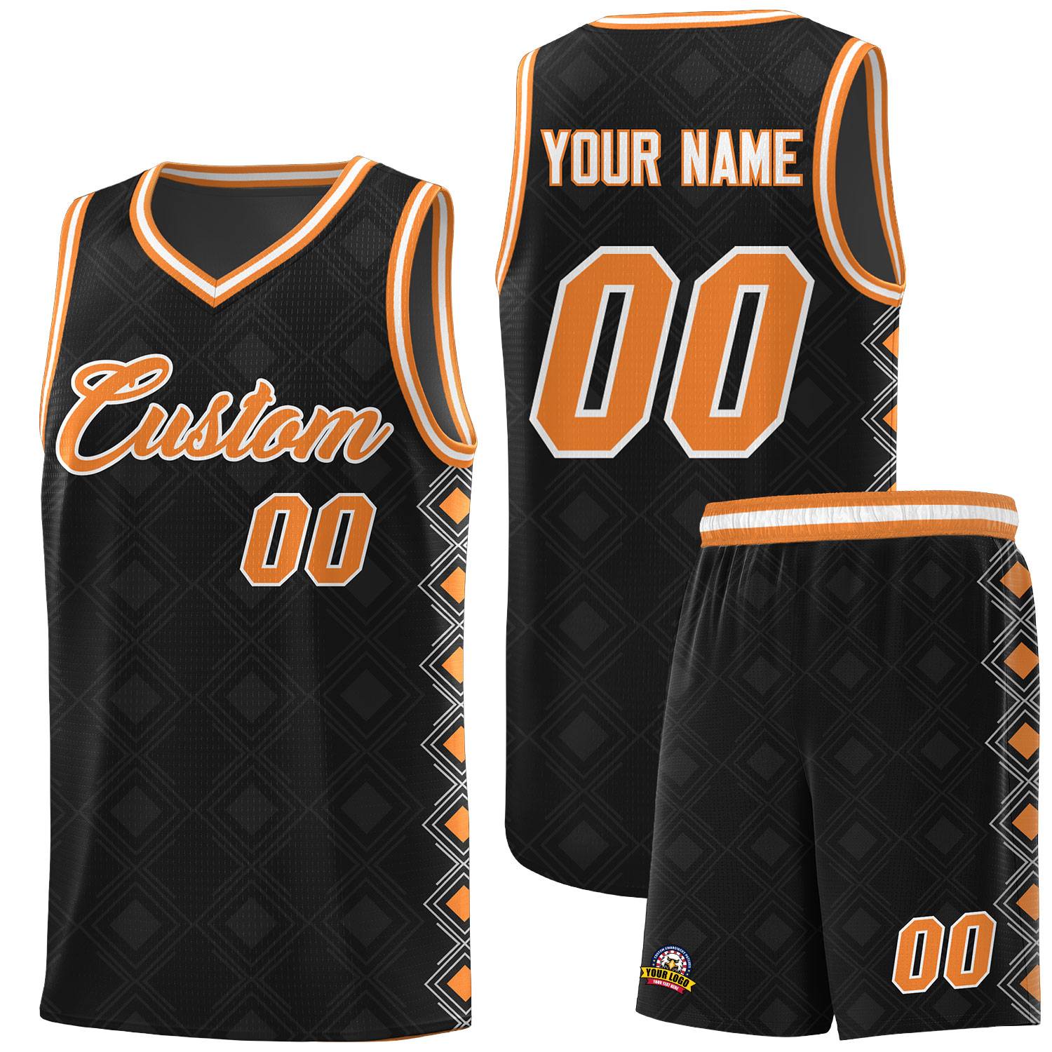 Custom Black Side Blocks Sports Uniform Basketball Jersey