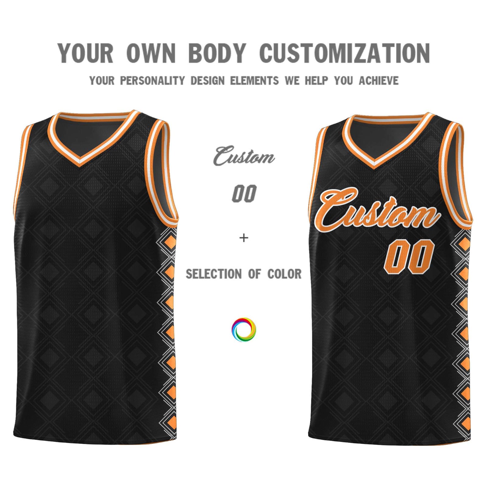 Custom Black Side Blocks Sports Uniform Basketball Jersey