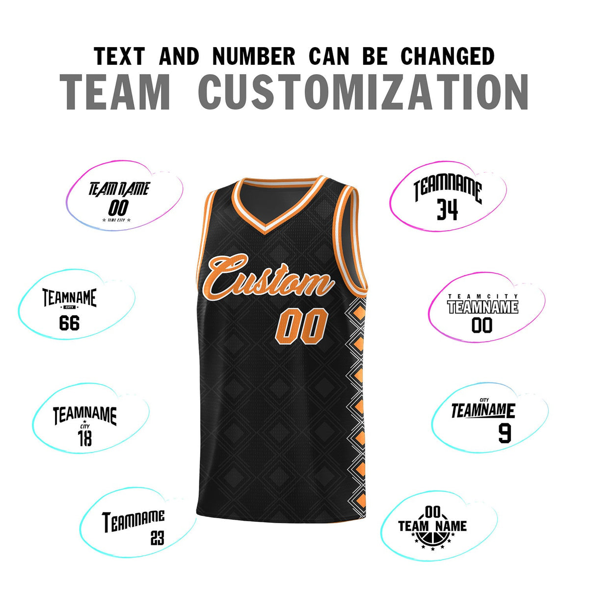 Custom Black Side Blocks Sports Uniform Basketball Jersey
