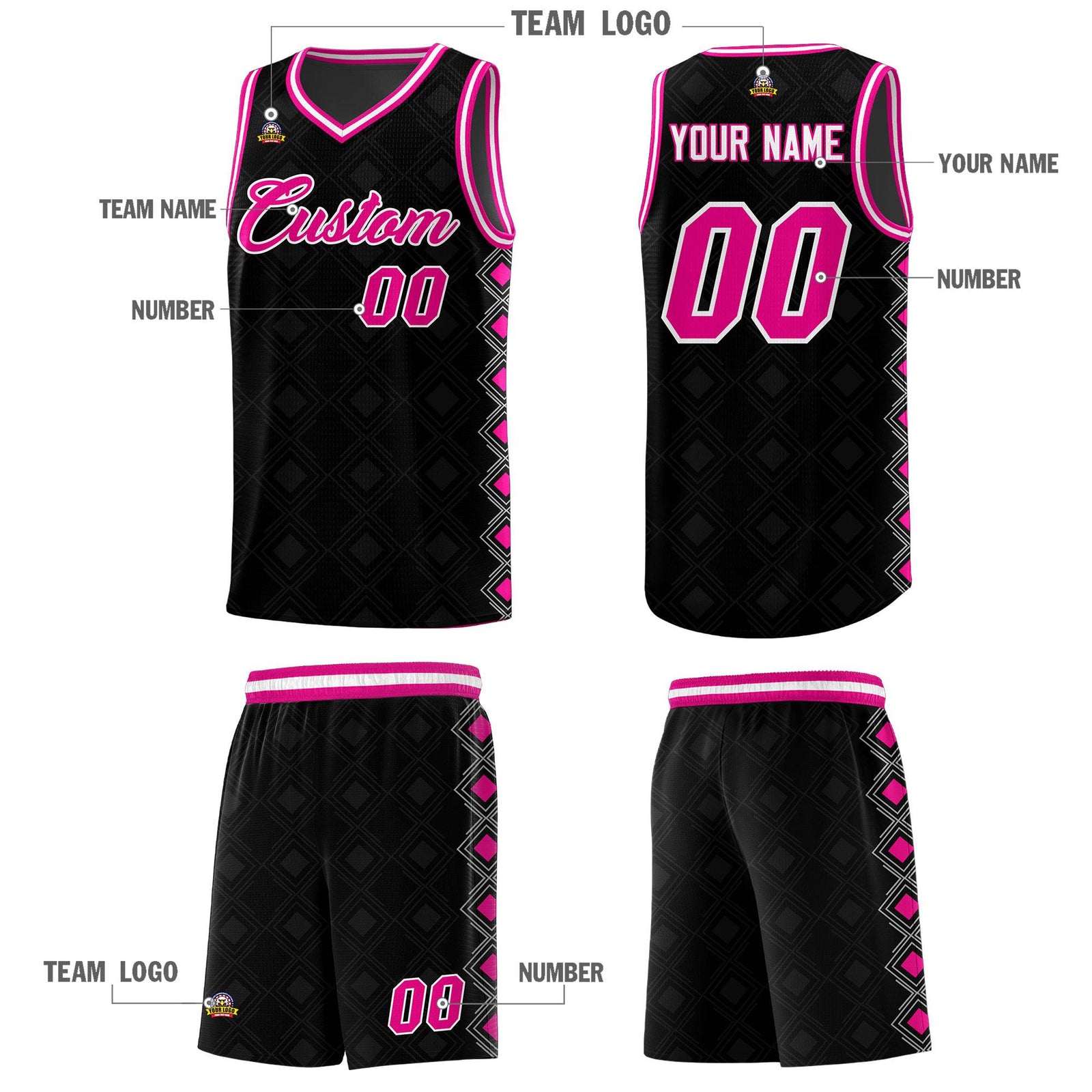 Custom Black Side Blocks Sports Uniform Basketball Jersey