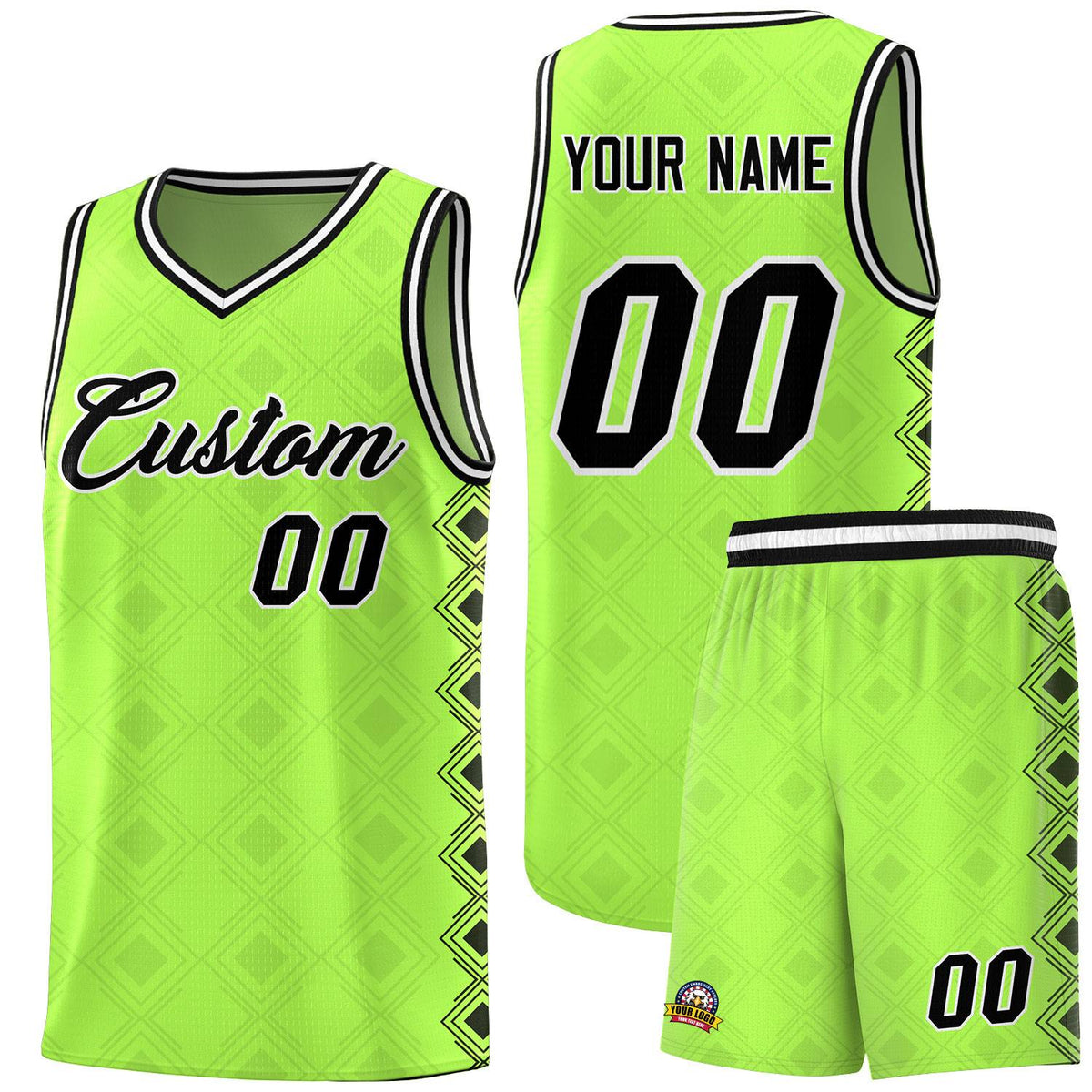 Custom Neon Green Side Blocks Sports Uniform Basketball Jersey