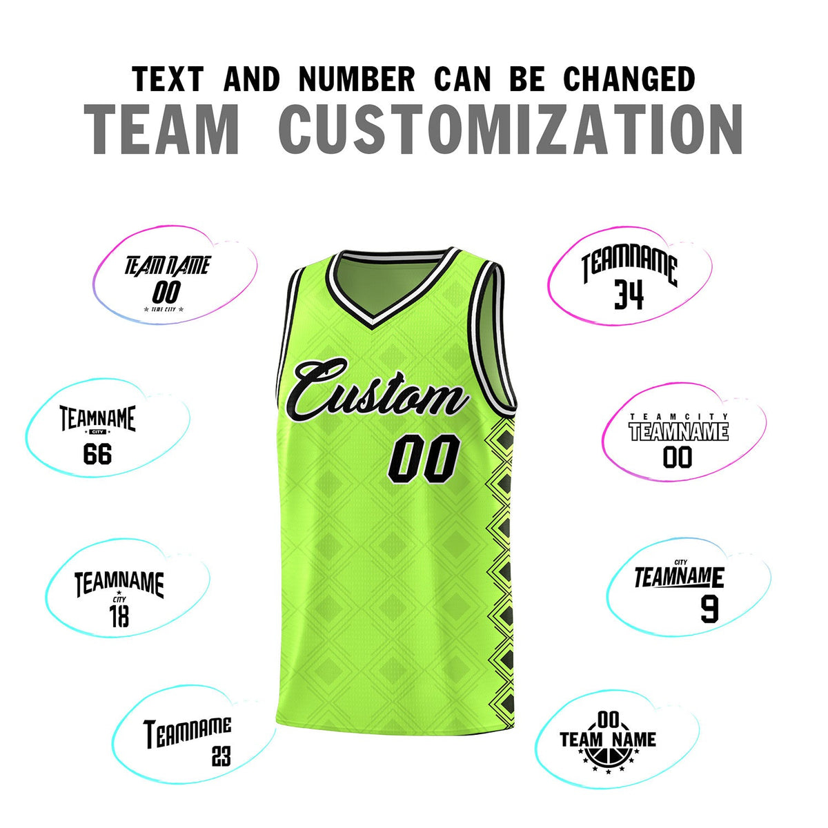 Custom Neon Green Side Blocks Sports Uniform Basketball Jersey