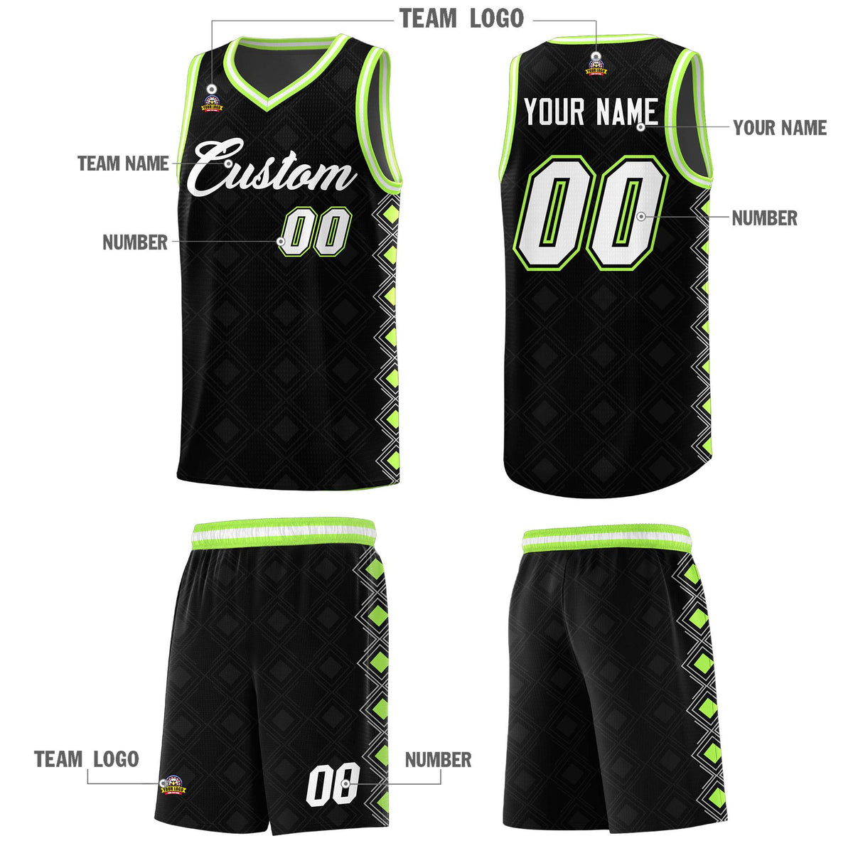 Custom Black Side Blocks Sports Uniform Basketball Jersey