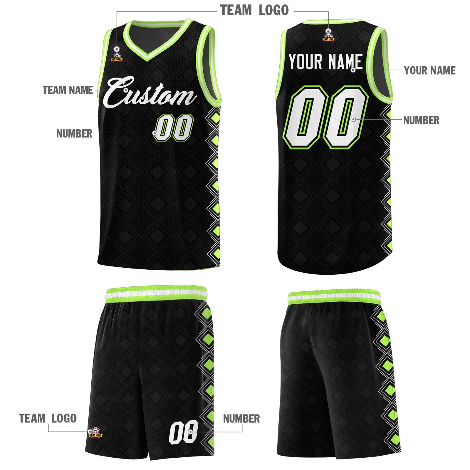 Custom Black Side Blocks Sports Uniform Basketball Jersey