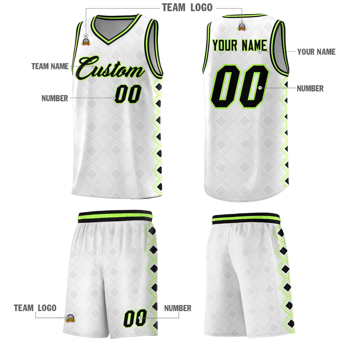 Custom White Side Blocks Sports Uniform Basketball Jersey