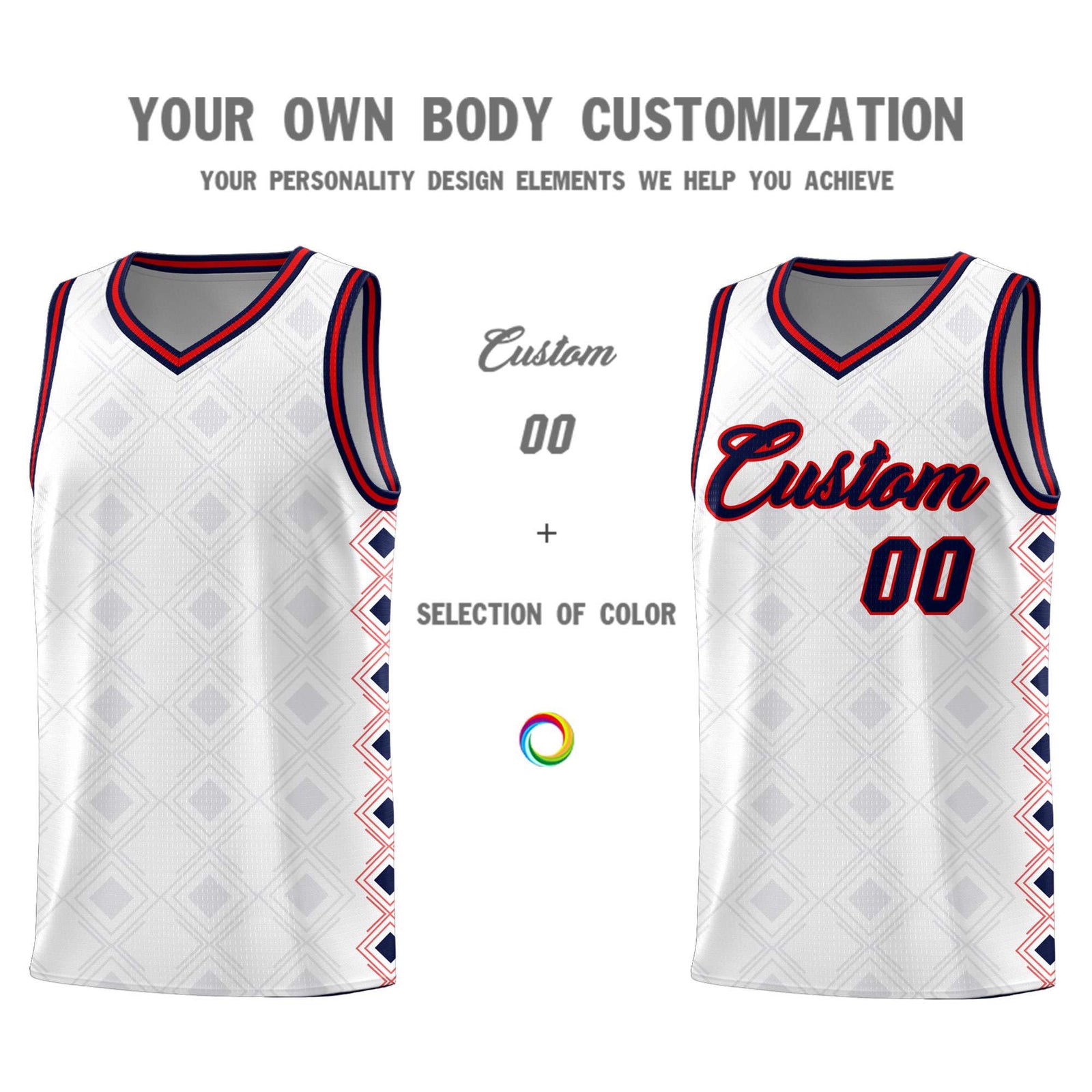 Custom White Side Blocks Sports Uniform Basketball Jersey