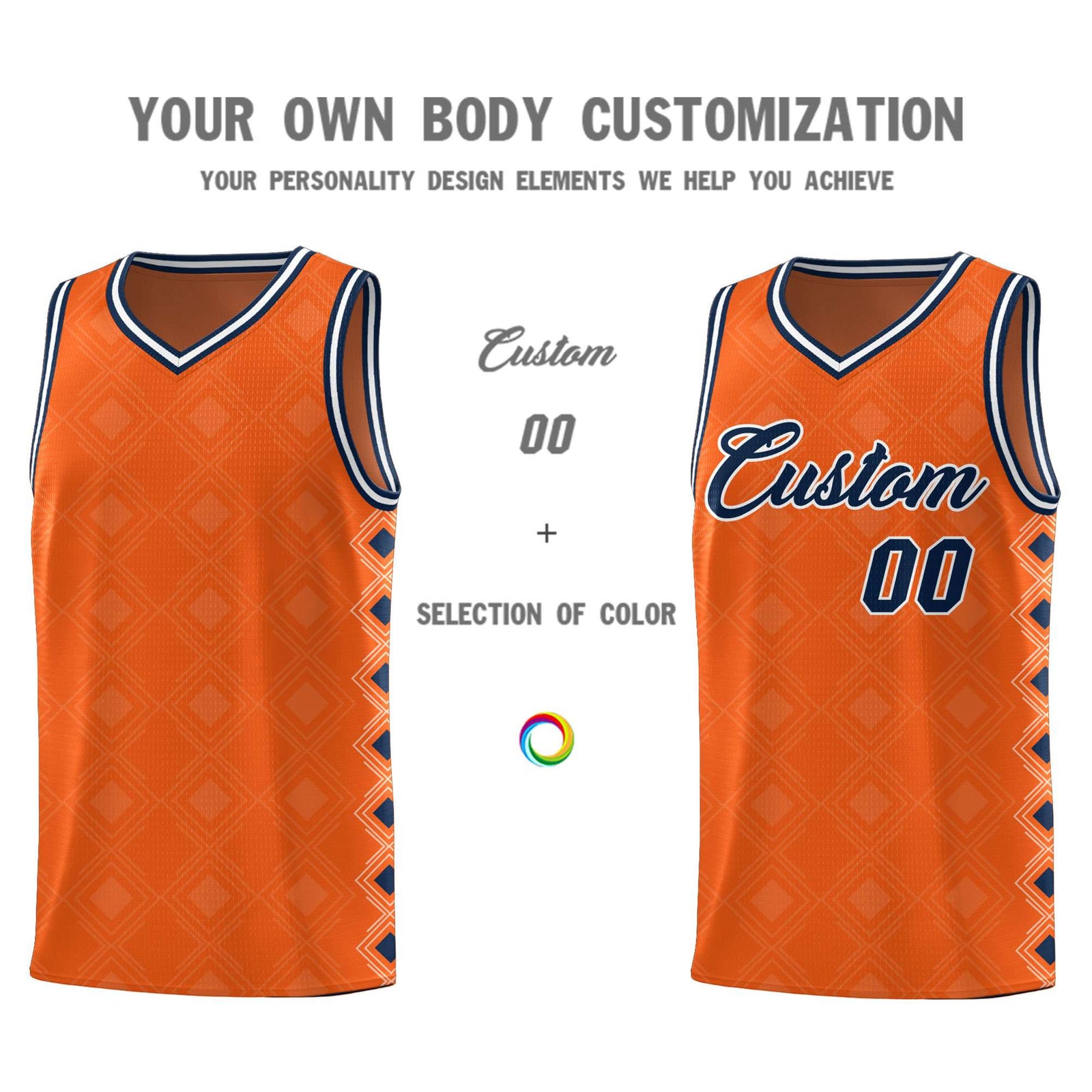 Custom Orange Side Blocks Sports Uniform Basketball Jersey