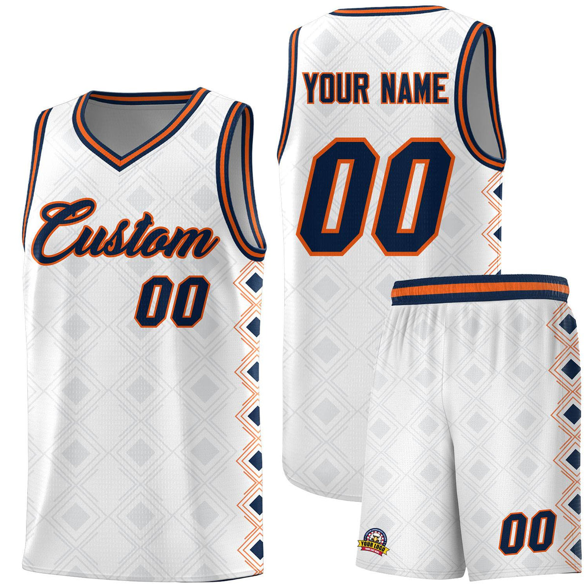 Custom White Side Blocks Sports Uniform Basketball Jersey