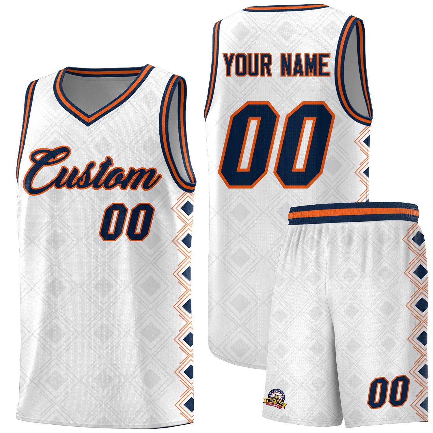 Custom White Side Blocks Sports Uniform Basketball Jersey