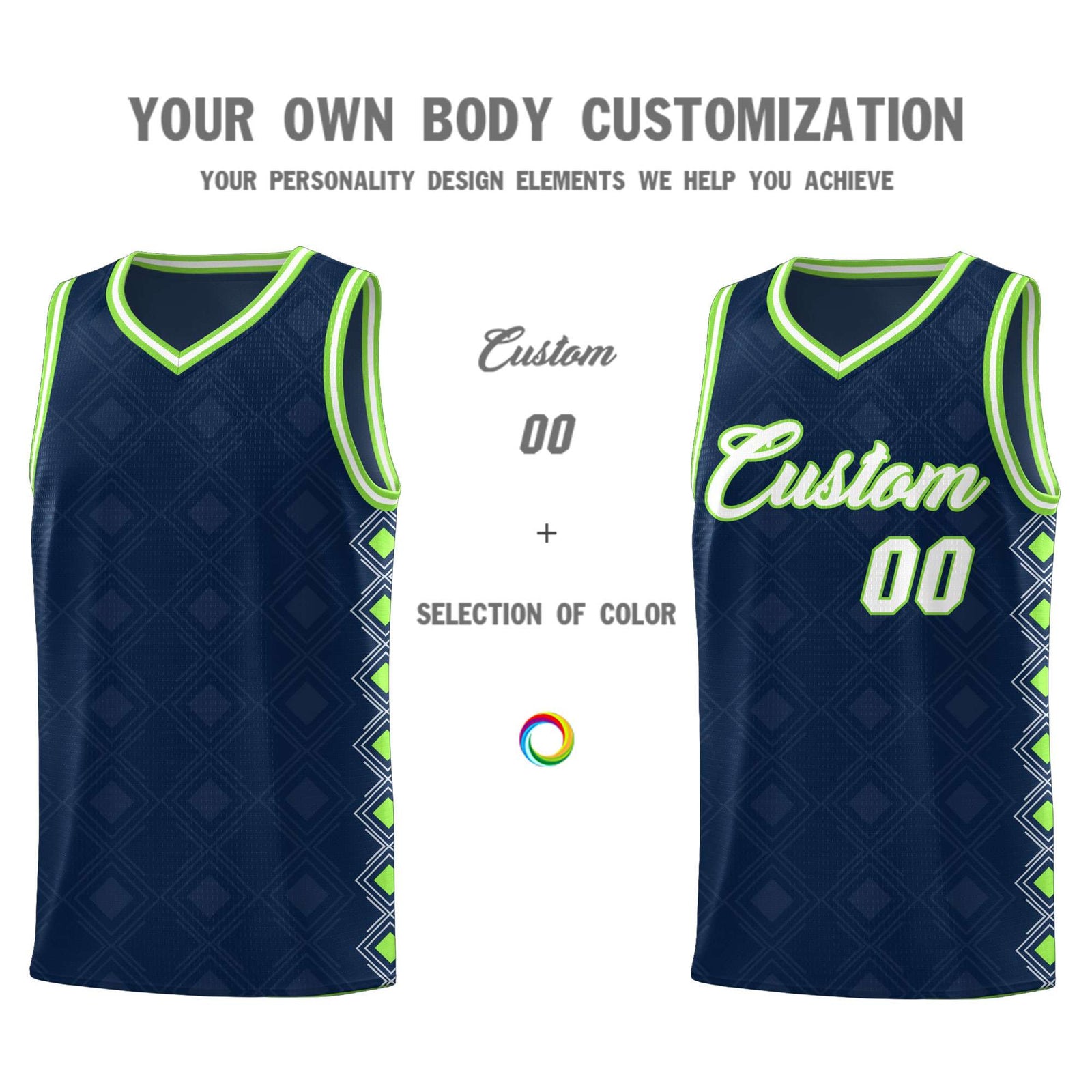 Custom Navy Side Blocks Sports Uniform Basketball Jersey