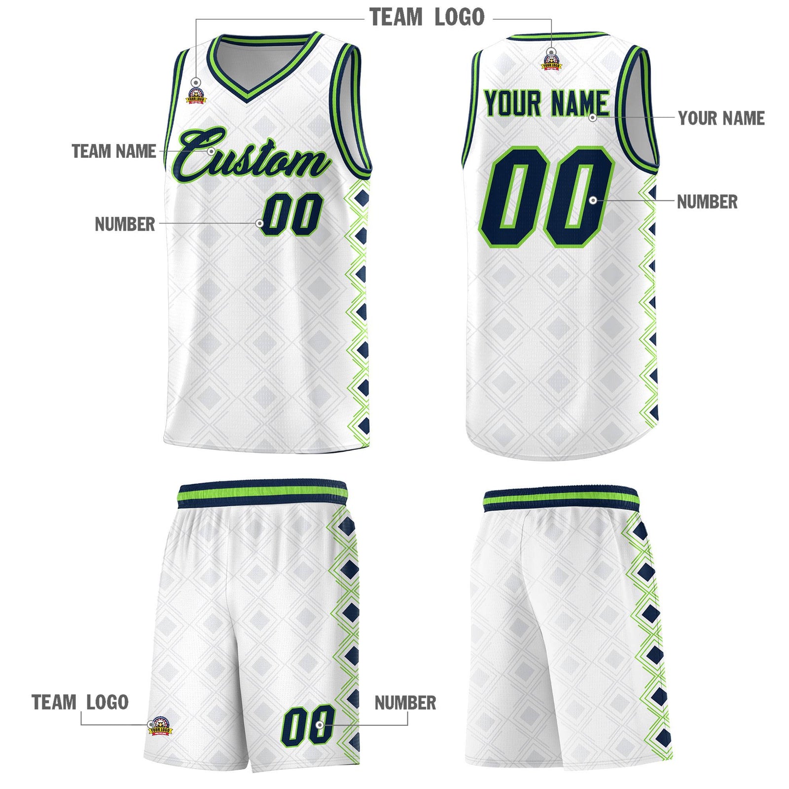 Custom White Side Blocks Sports Uniform Basketball Jersey