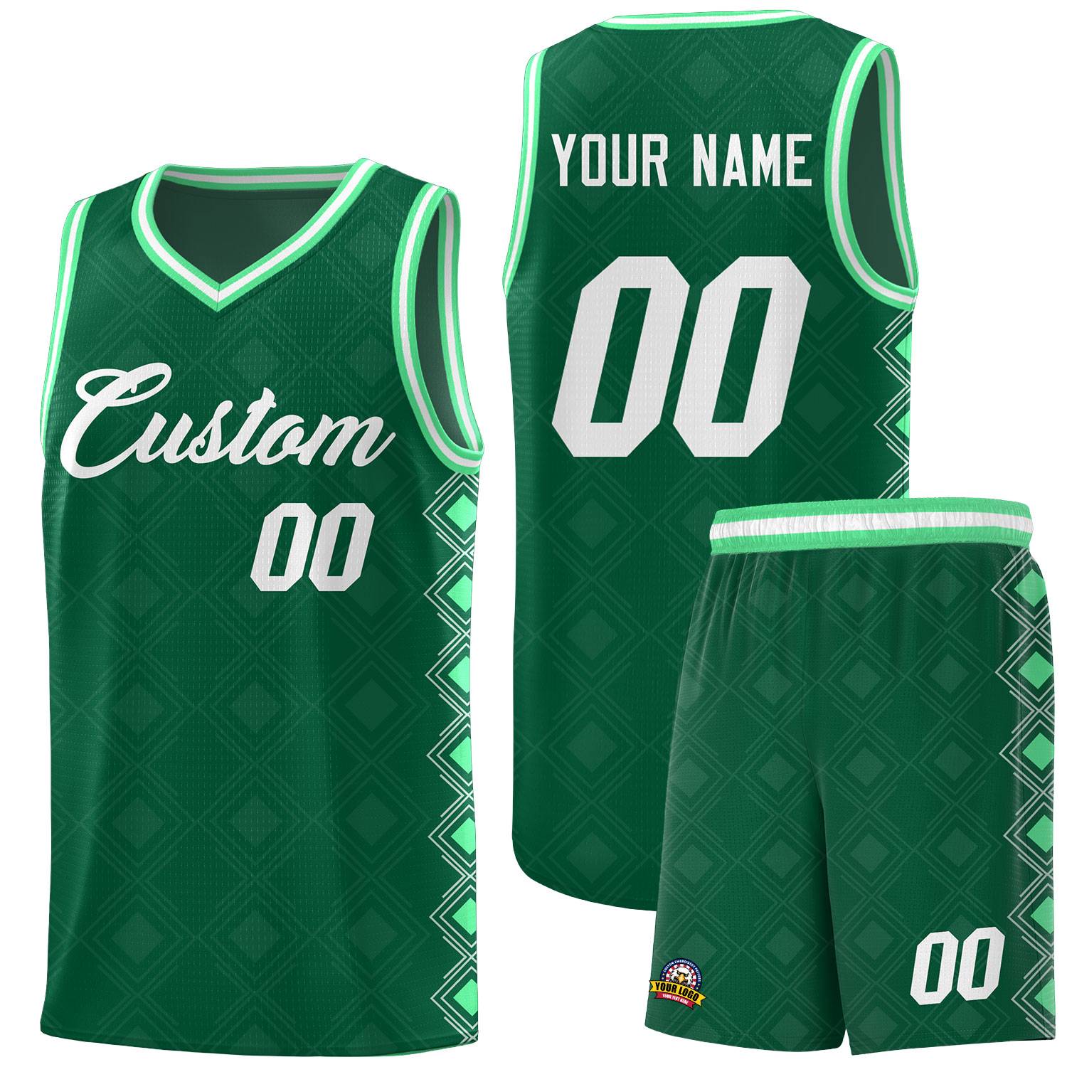 Custom Kelly Green Side Blocks Sports Uniform Basketball Jersey