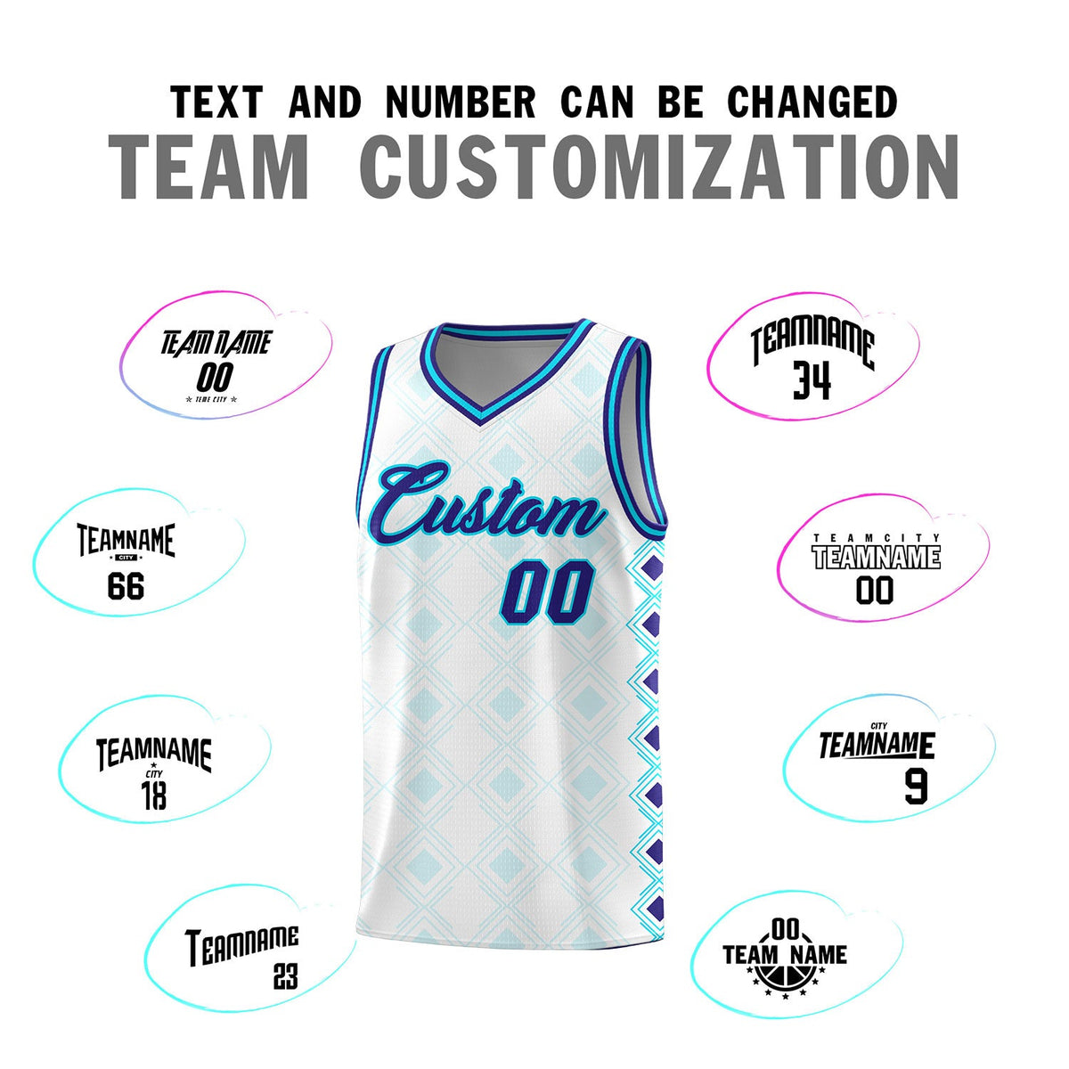 Custom White Side Blocks Sports Uniform Basketball Jersey