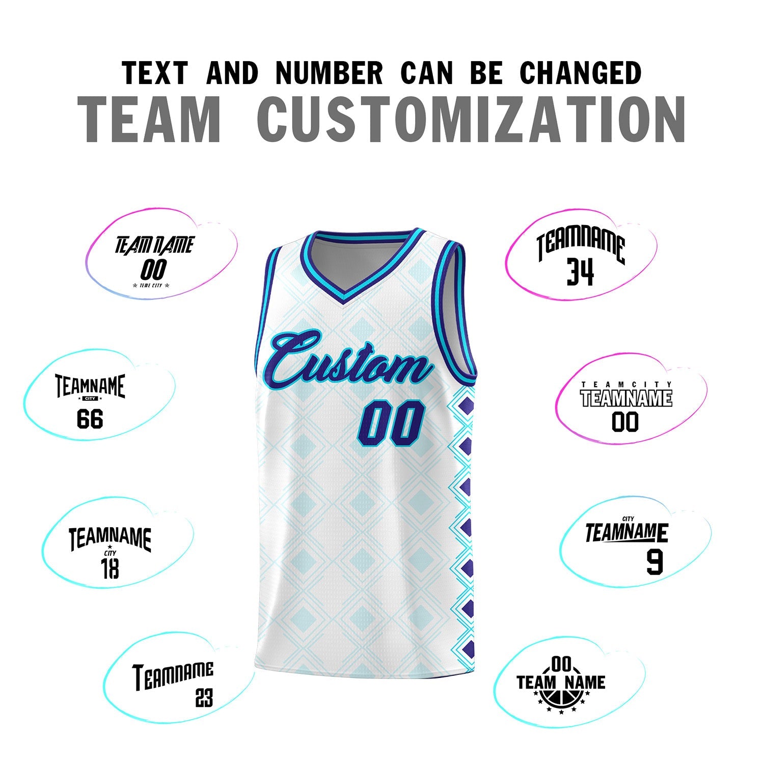 Custom White Side Blocks Sports Uniform Basketball Jersey