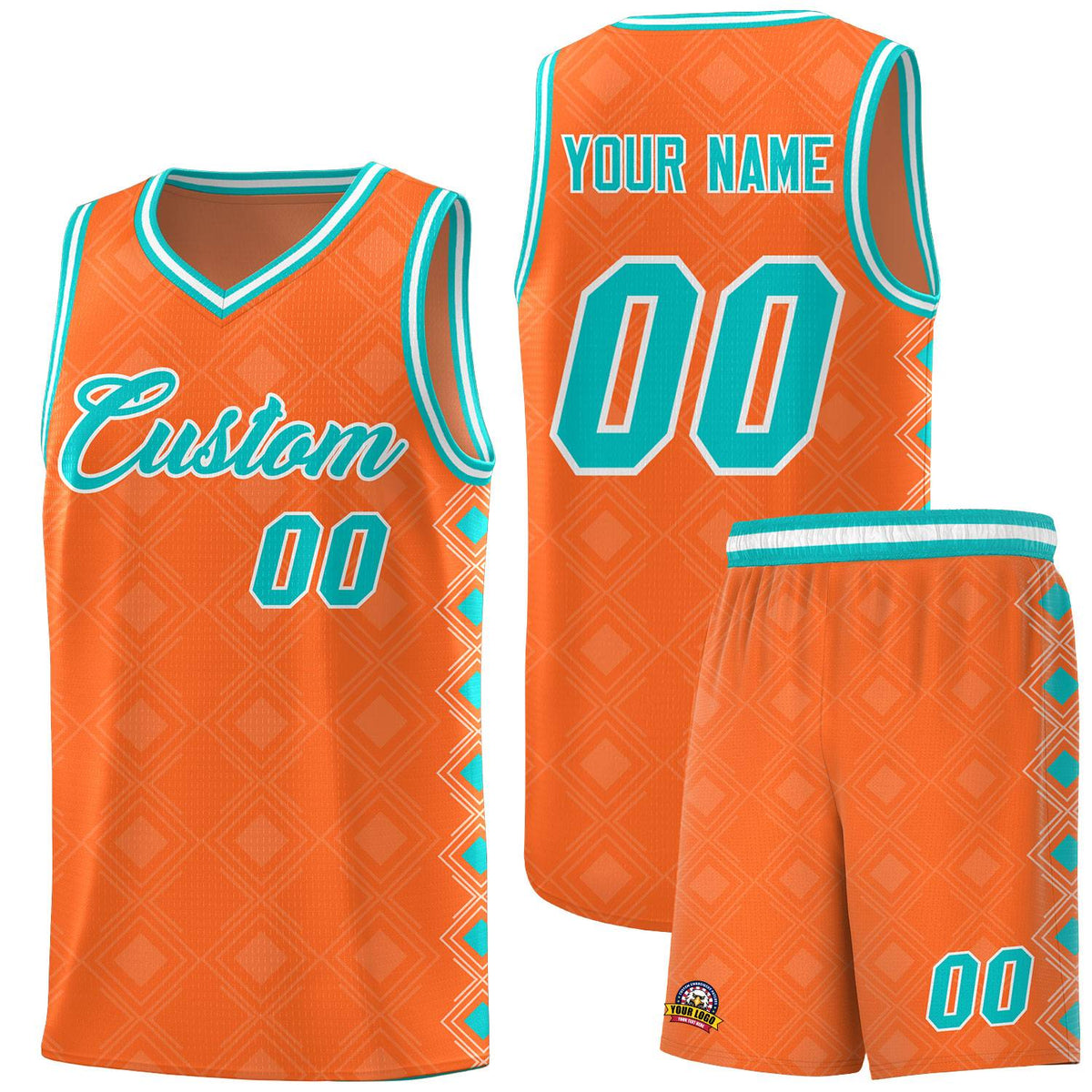 Custom Orange Side Blocks Sports Uniform Basketball Jersey