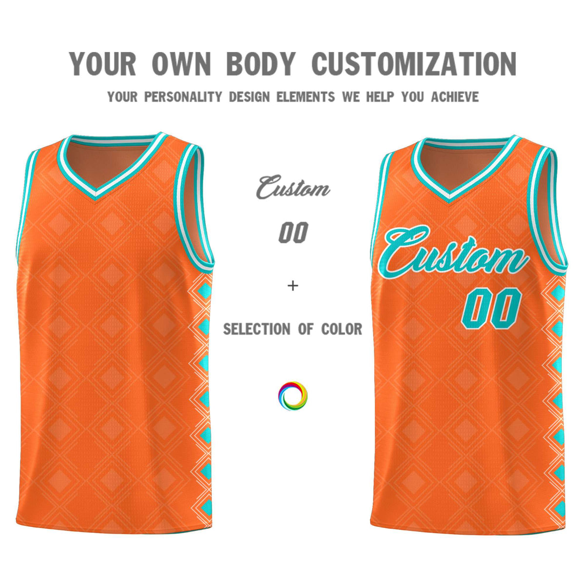 Custom Orange Side Blocks Sports Uniform Basketball Jersey