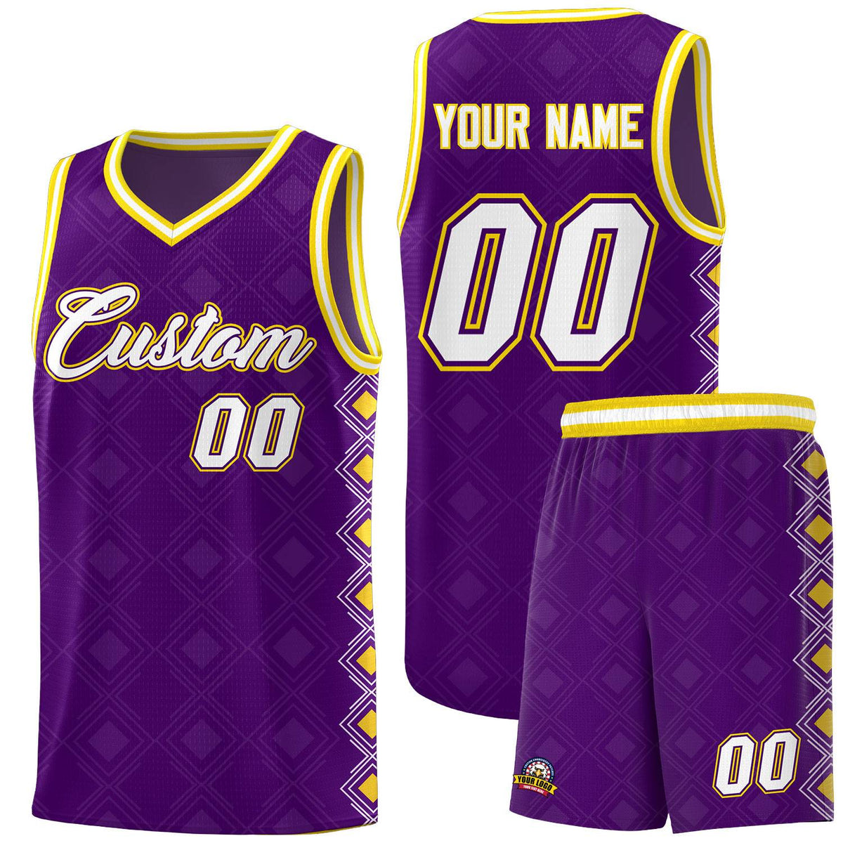 Custom Purple Side Blocks Sports Uniform Basketball Jersey