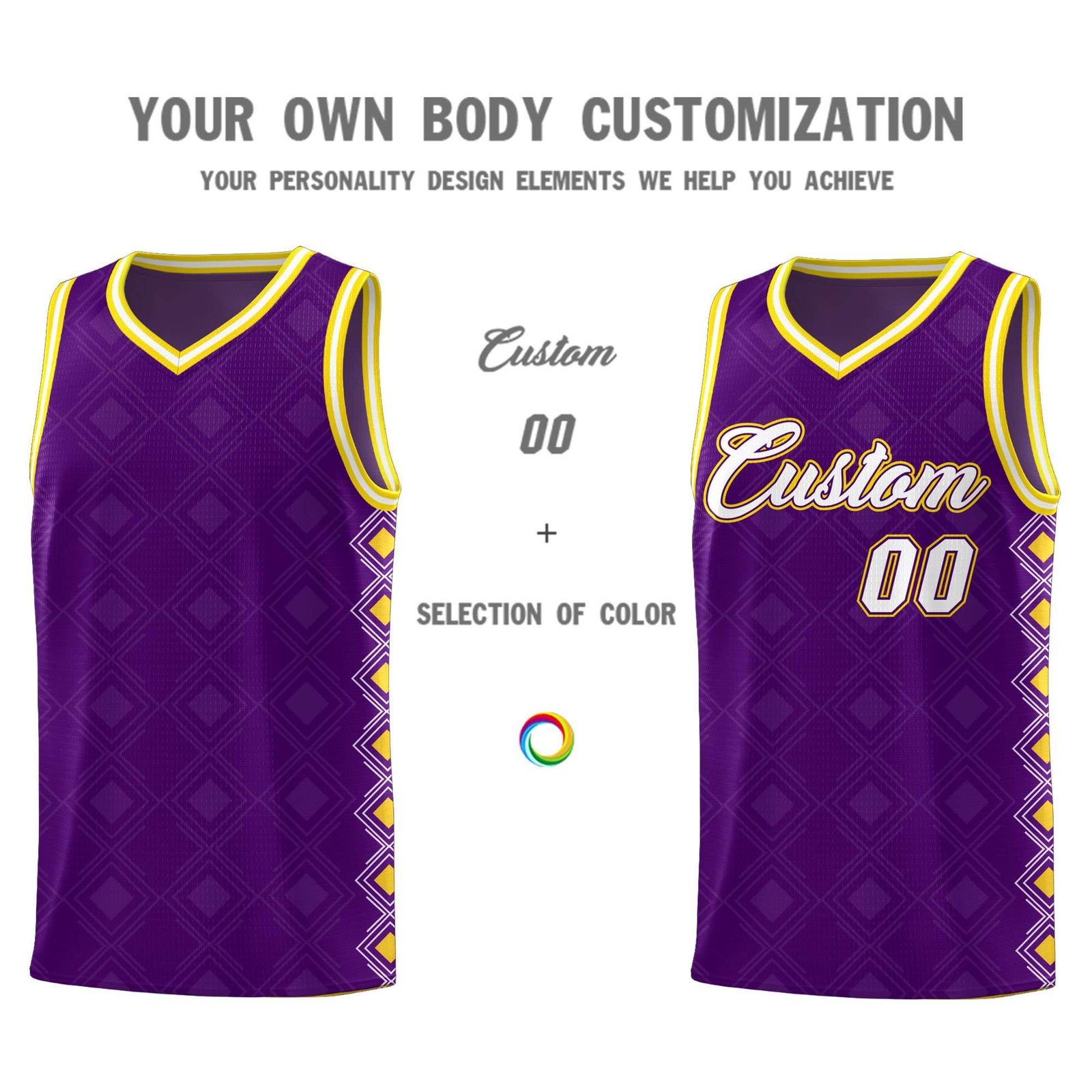 Custom Purple Side Blocks Sports Uniform Basketball Jersey