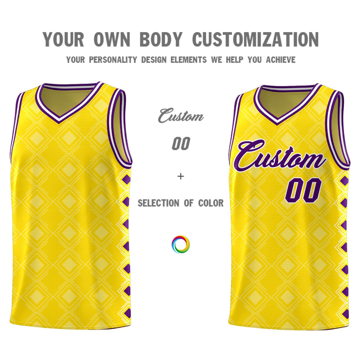 Custom Gold Side Blocks Sports Uniform Basketball Jersey