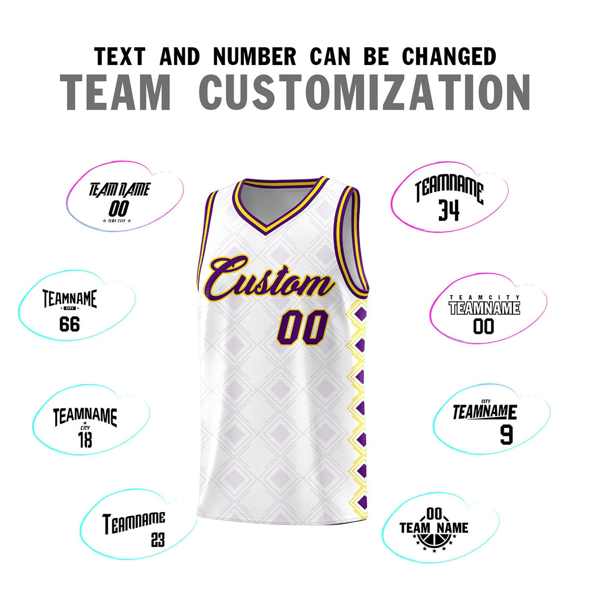 Custom White Side Blocks Sports Uniform Basketball Jersey