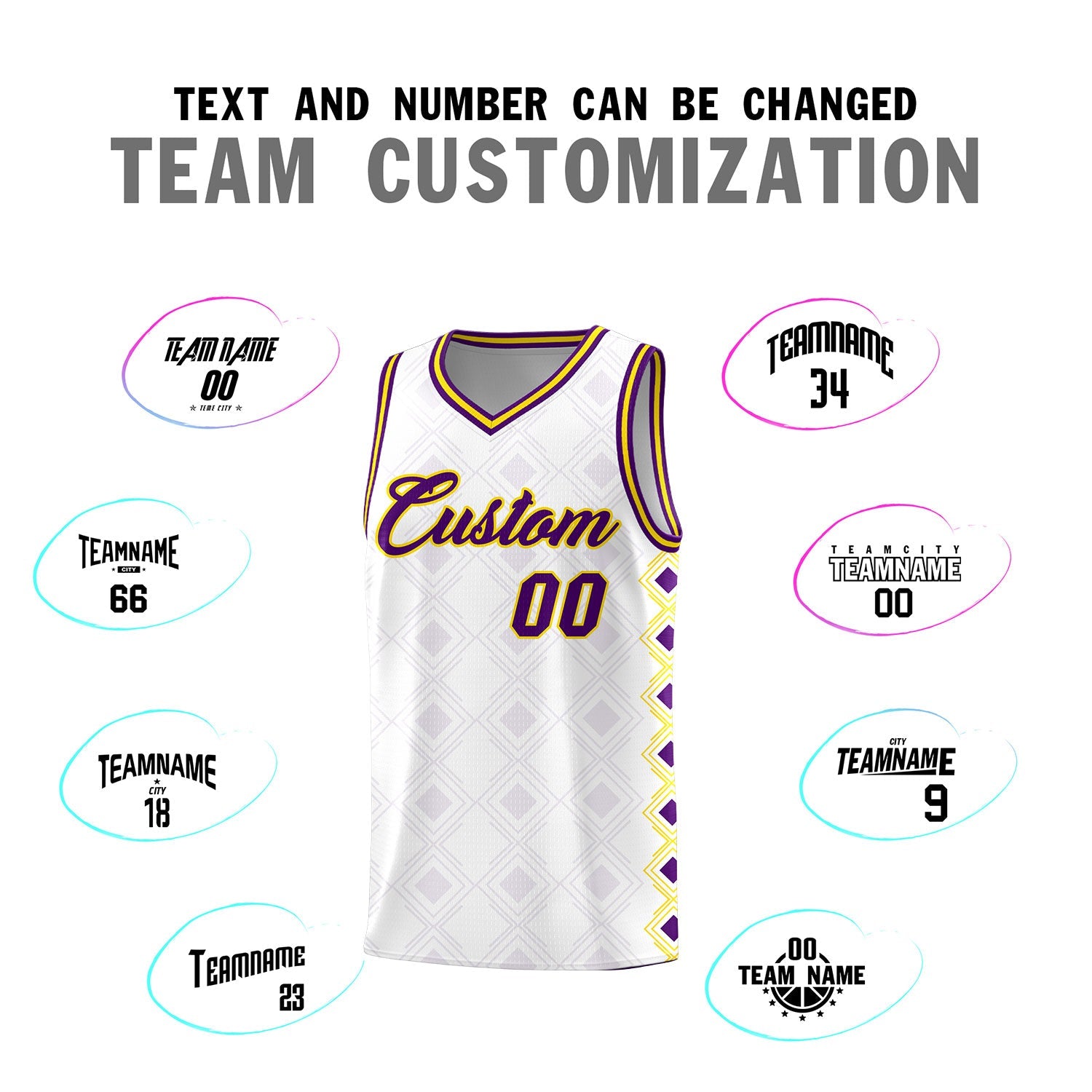 Custom White Side Blocks Sports Uniform Basketball Jersey