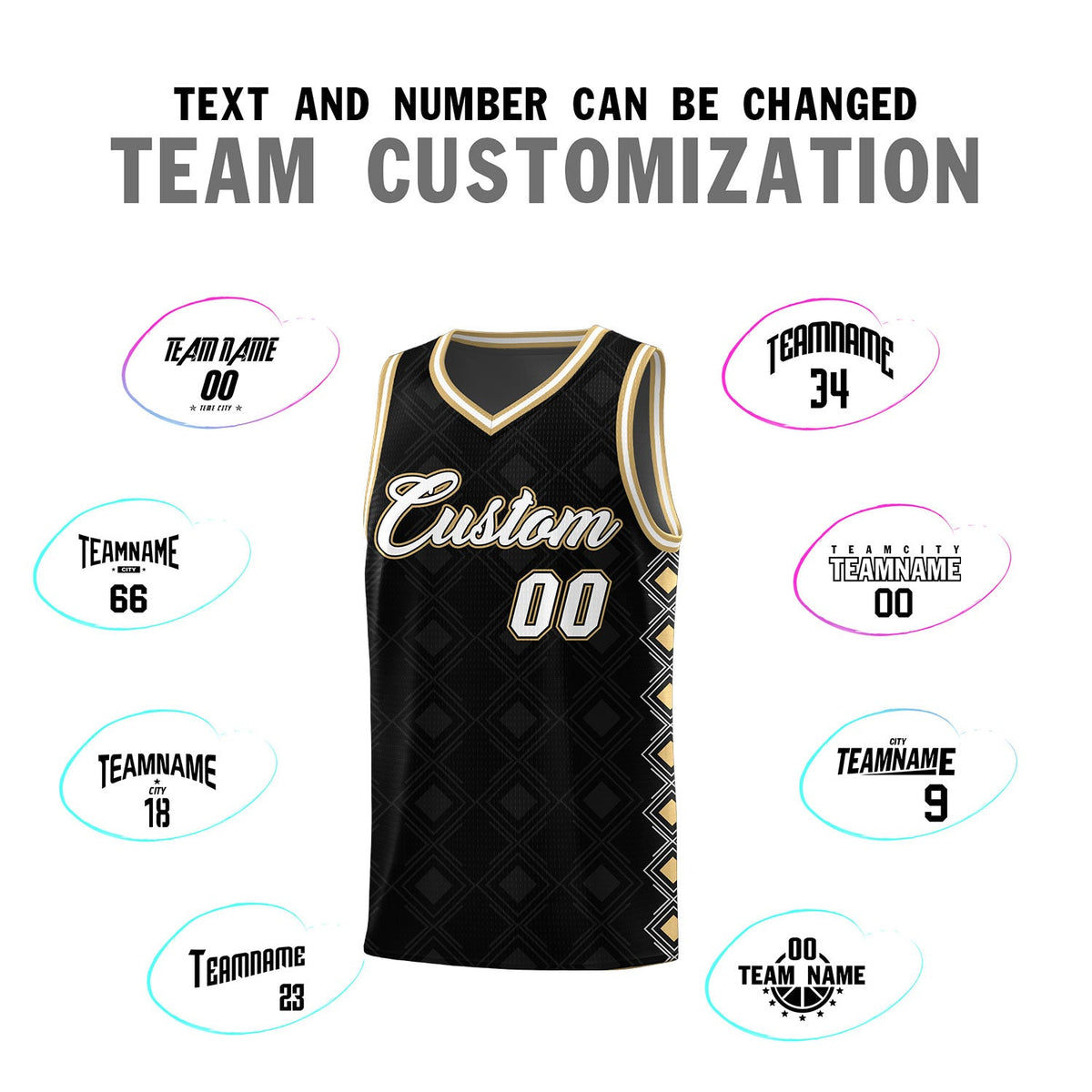 Custom Black Side Blocks Sports Uniform Basketball Jersey