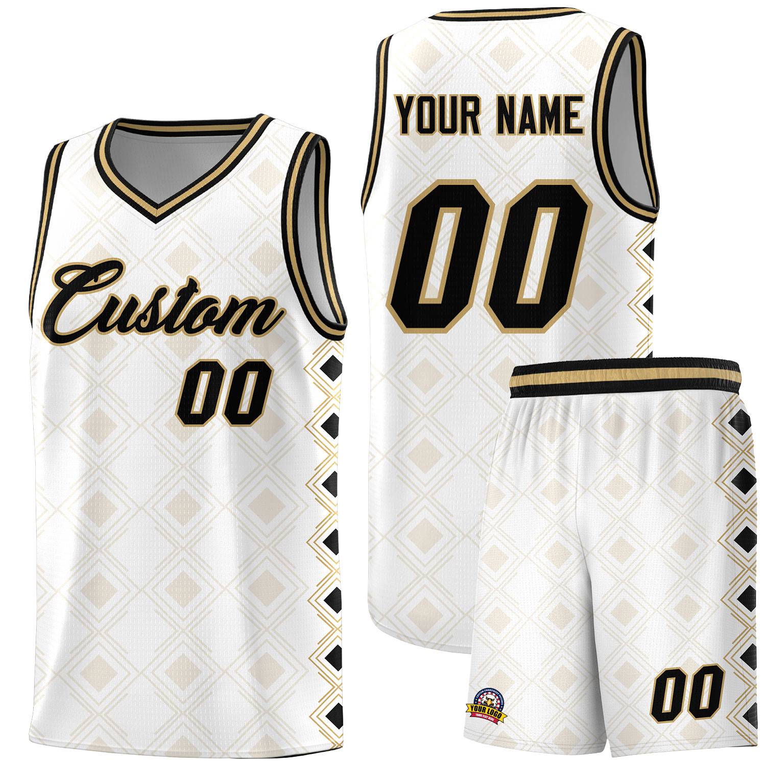 Custom White Side Blocks Sports Uniform Basketball Jersey