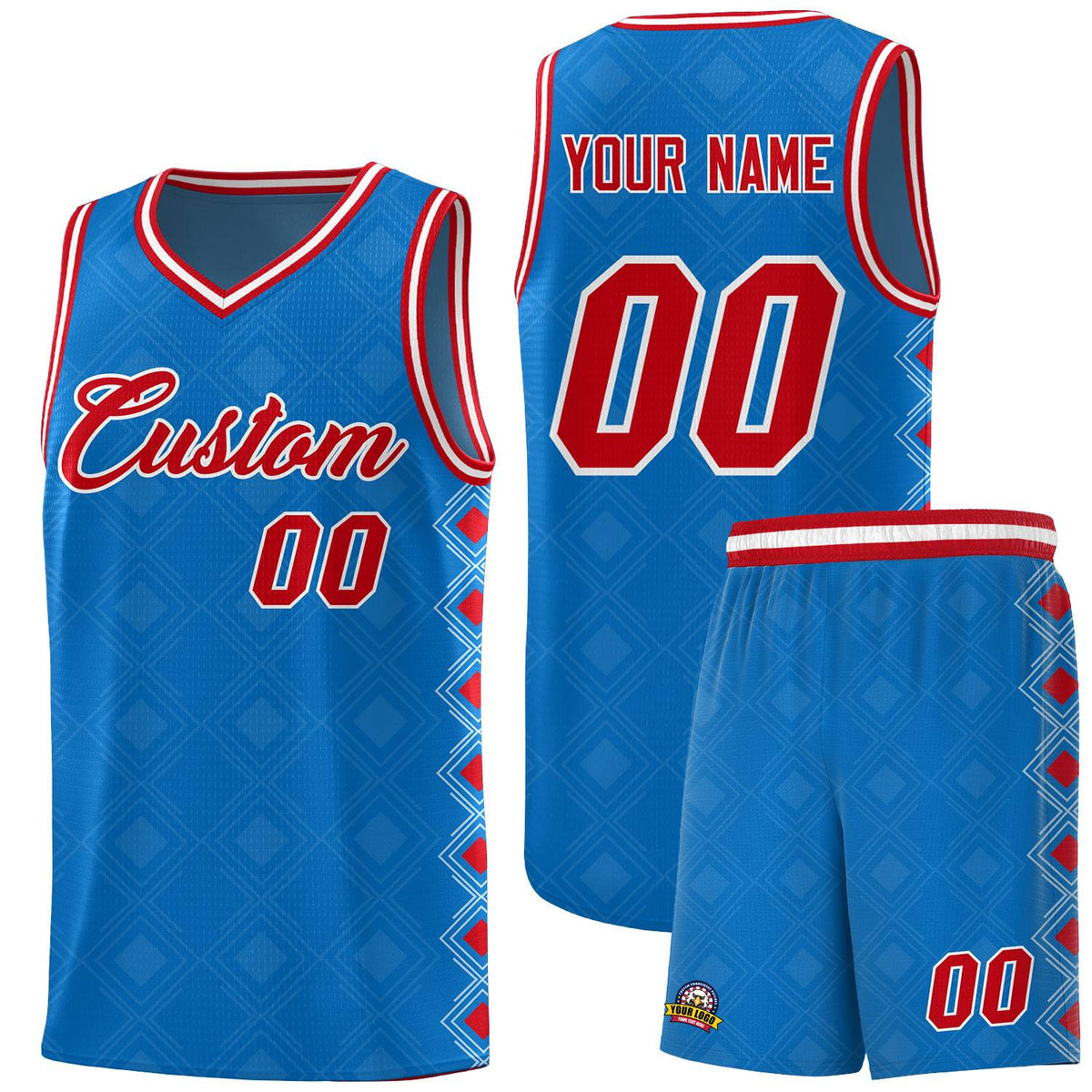 Custom Royal Side Blocks Sports Uniform Basketball Jersey