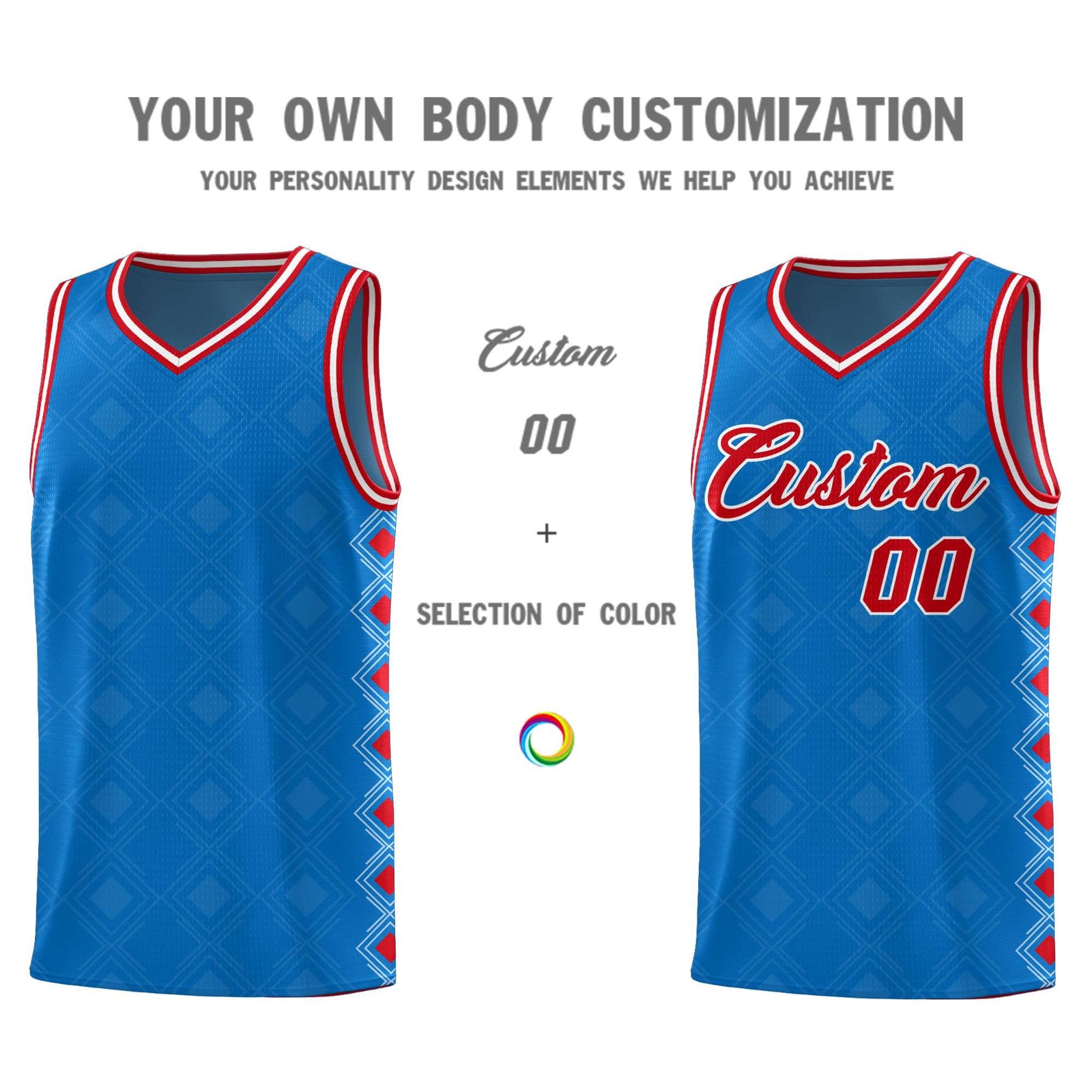 Custom Royal Side Blocks Sports Uniform Basketball Jersey
