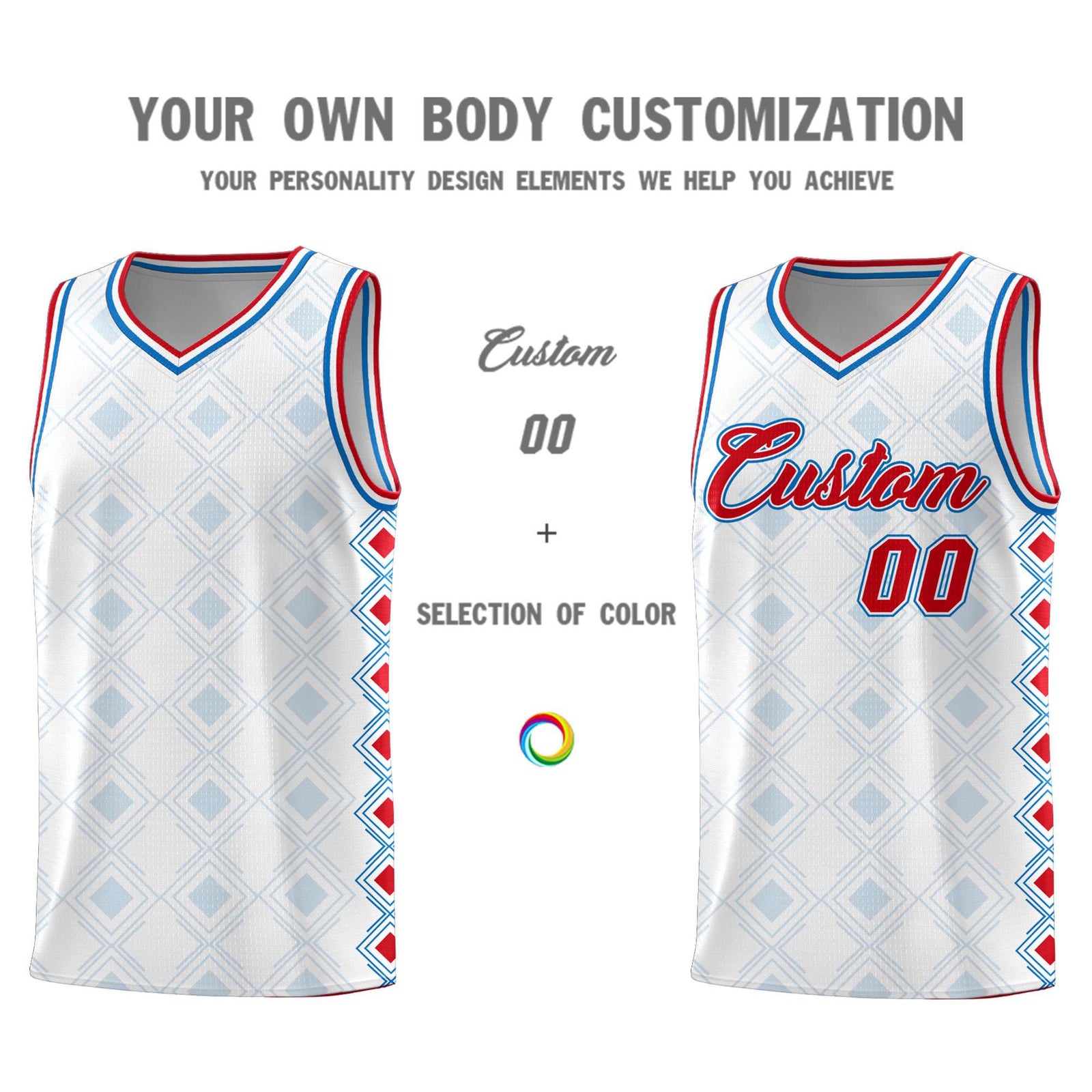 Custom White Side Blocks Sports Uniform Basketball Jersey
