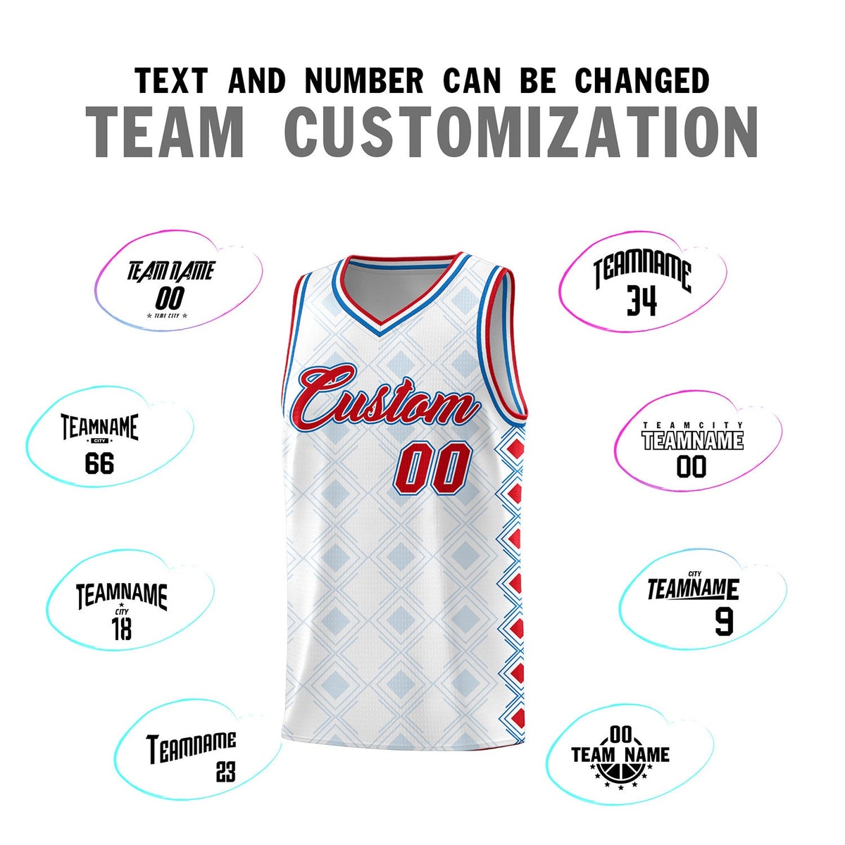 Custom White Side Blocks Sports Uniform Basketball Jersey