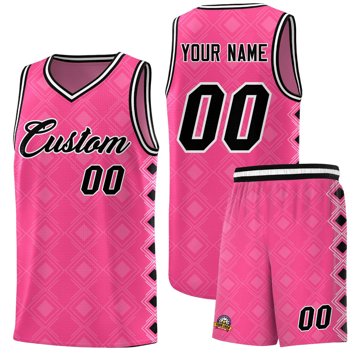 Custom Pink Side Blocks Sports Uniform Basketball Jersey
