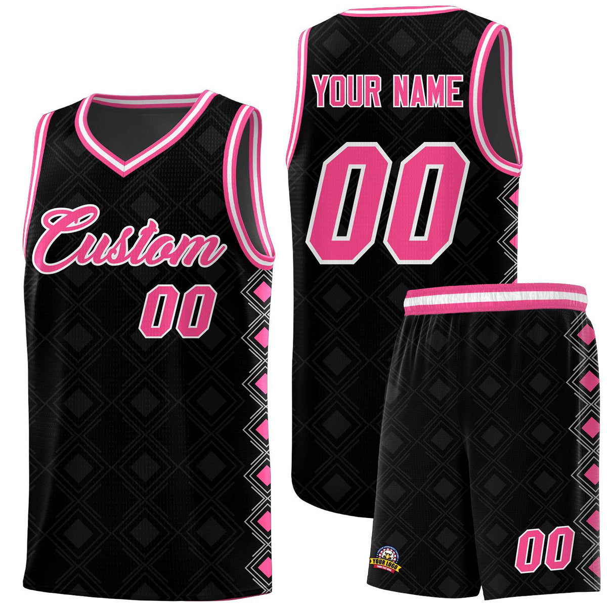 Custom Black Side Blocks Sports Uniform Basketball Jersey