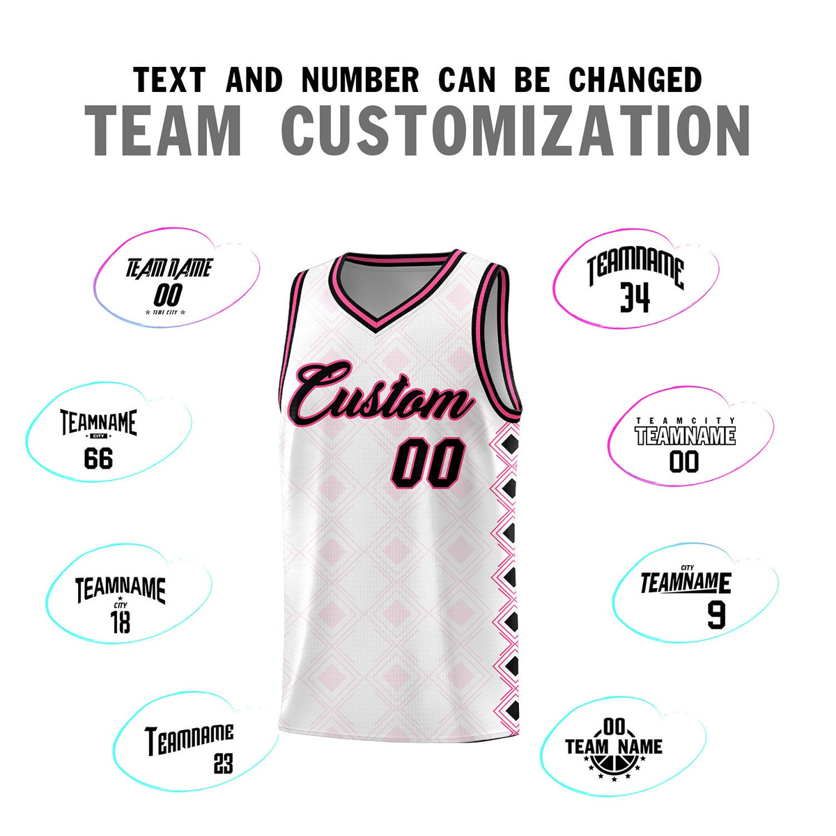 Custom White Side Blocks Sports Uniform Basketball Jersey