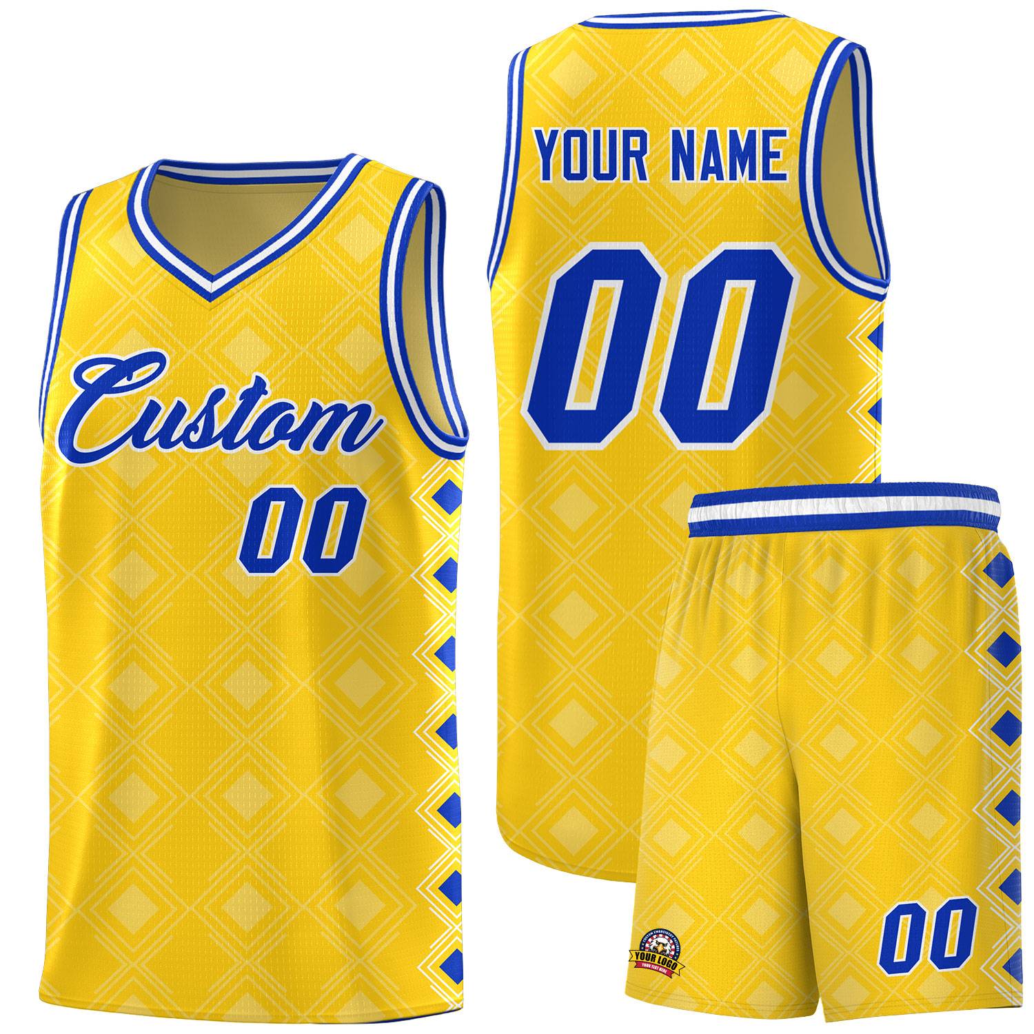 Custom Gold Side Blocks Sports Uniform Basketball Jersey