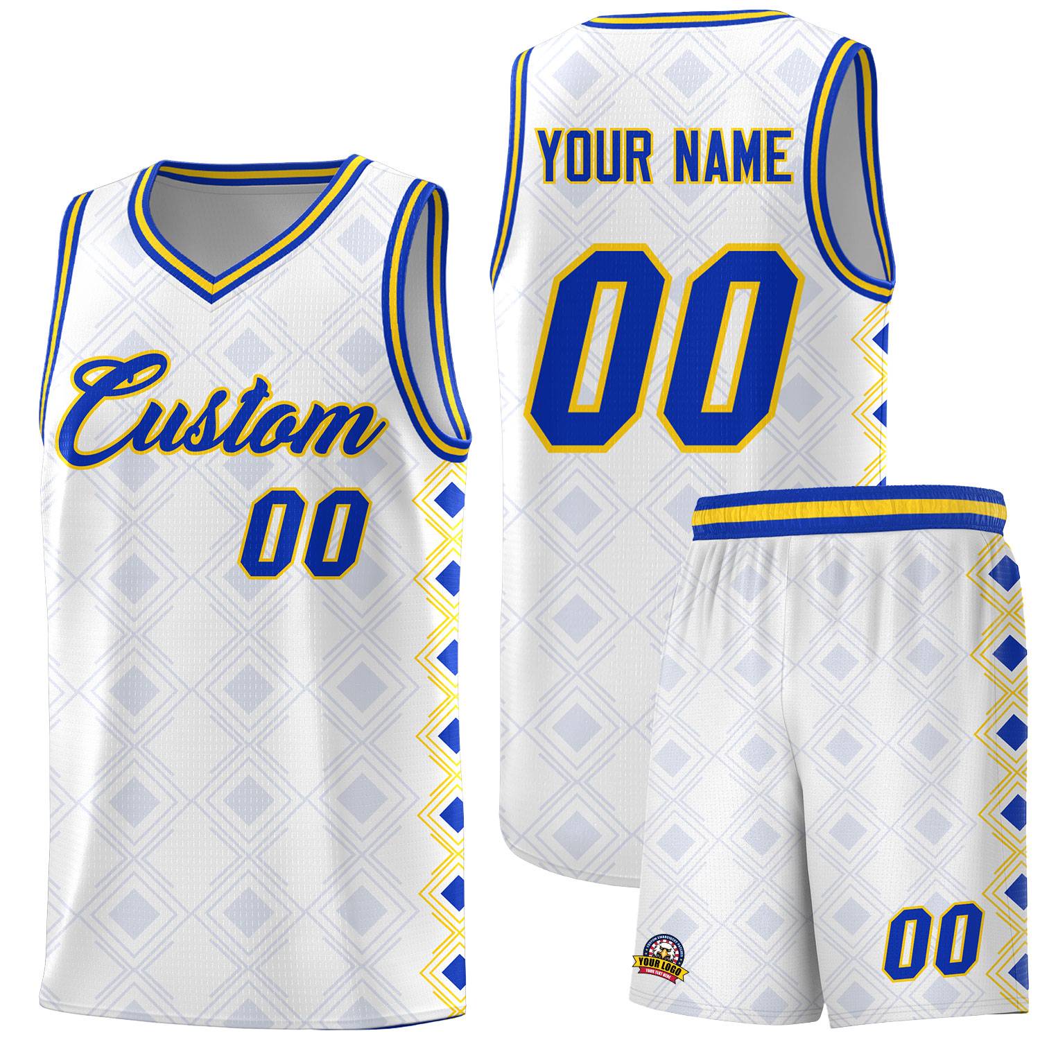 Custom White Side Blocks Sports Uniform Basketball Jersey