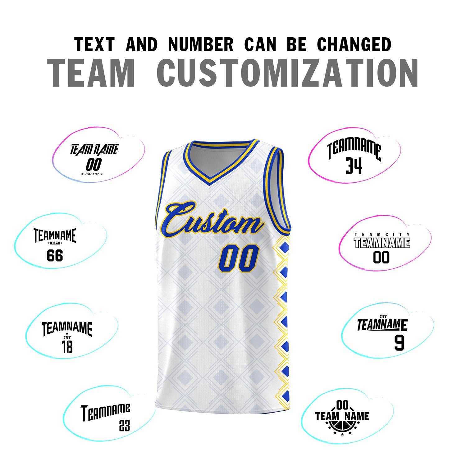 Custom White Side Blocks Sports Uniform Basketball Jersey
