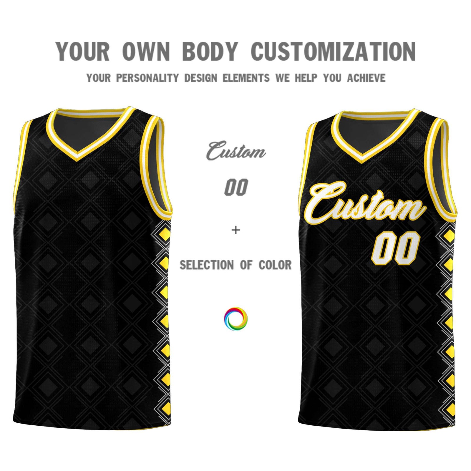 Custom Black Side Blocks Sports Uniform Basketball Jersey