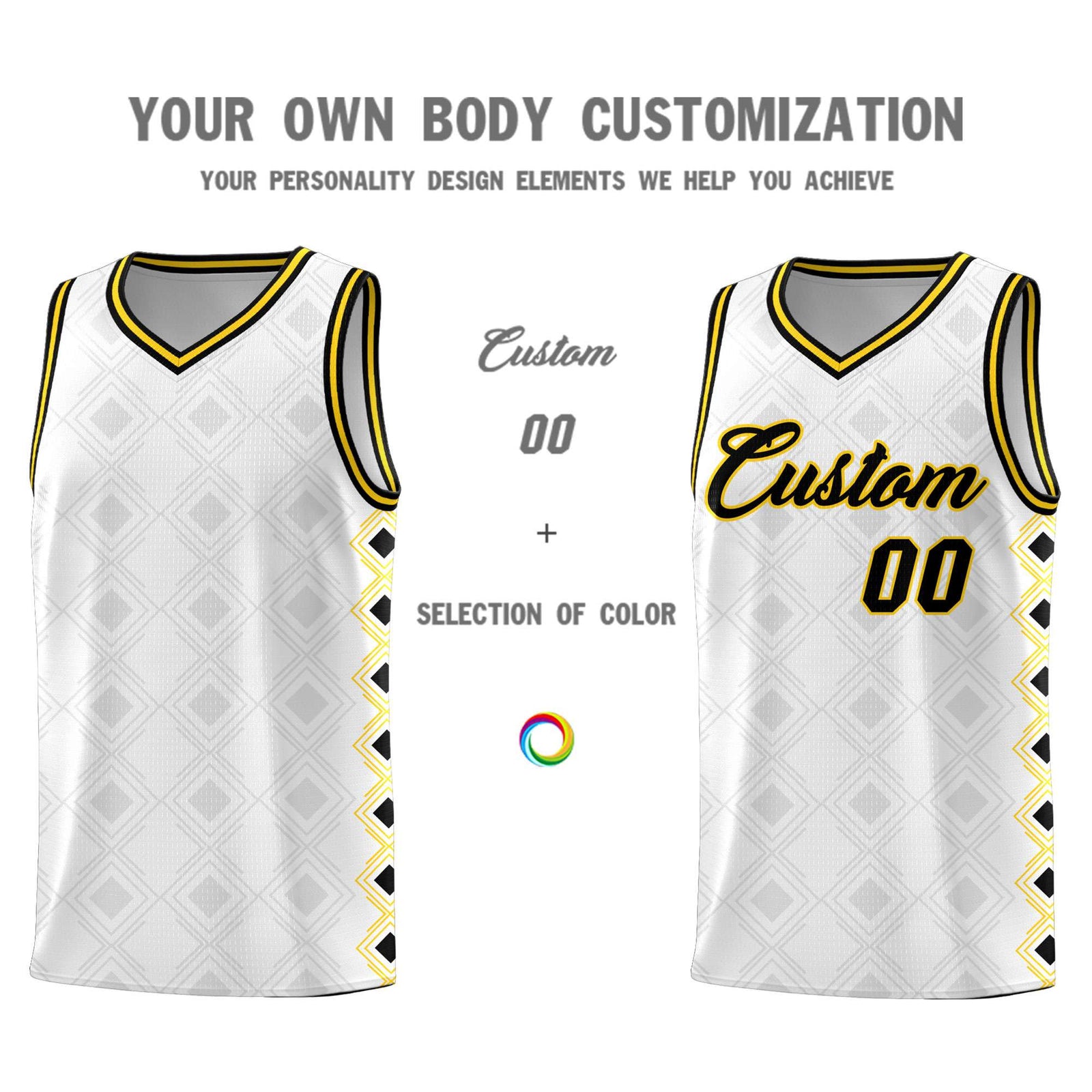 Custom White Side Blocks Sports Uniform Basketball Jersey